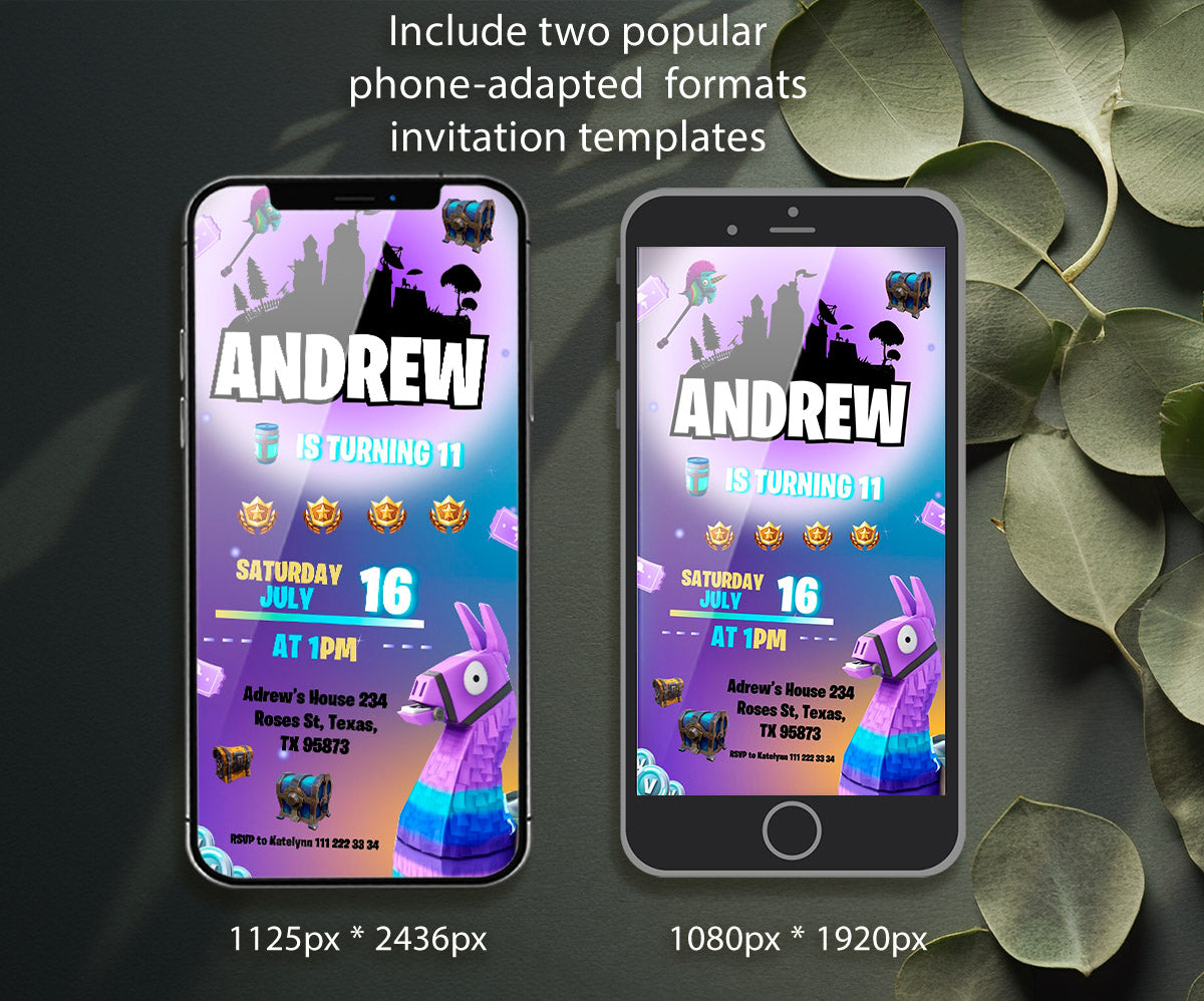 Fortnite Gamer customizable invitation template | Share or Print | boy | NW927