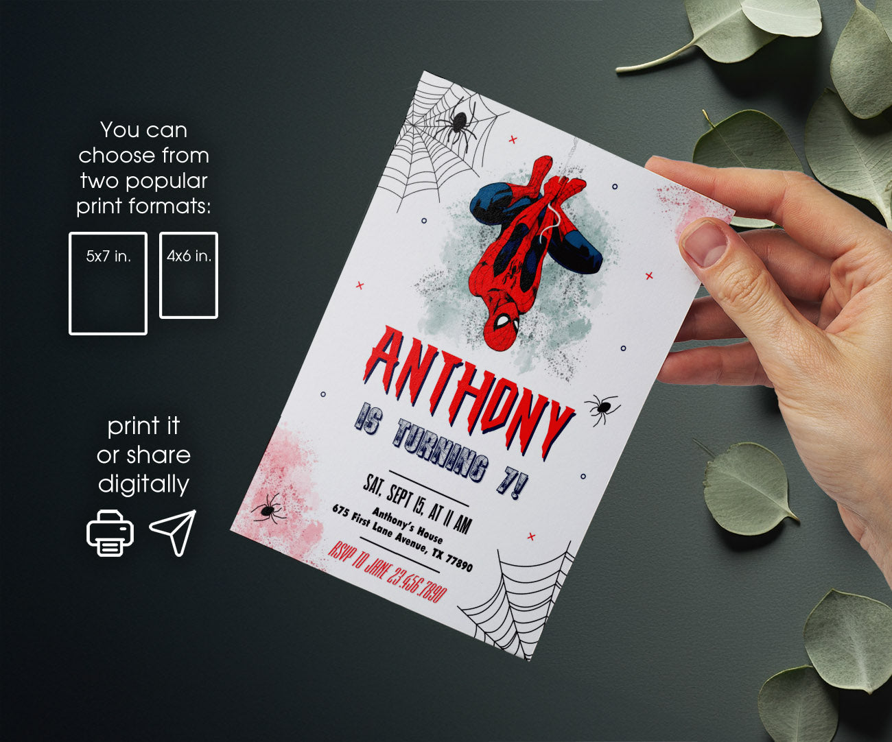 Spiderman Marvel Superhero customizable invitation template | Share or Print | boy | ZS982