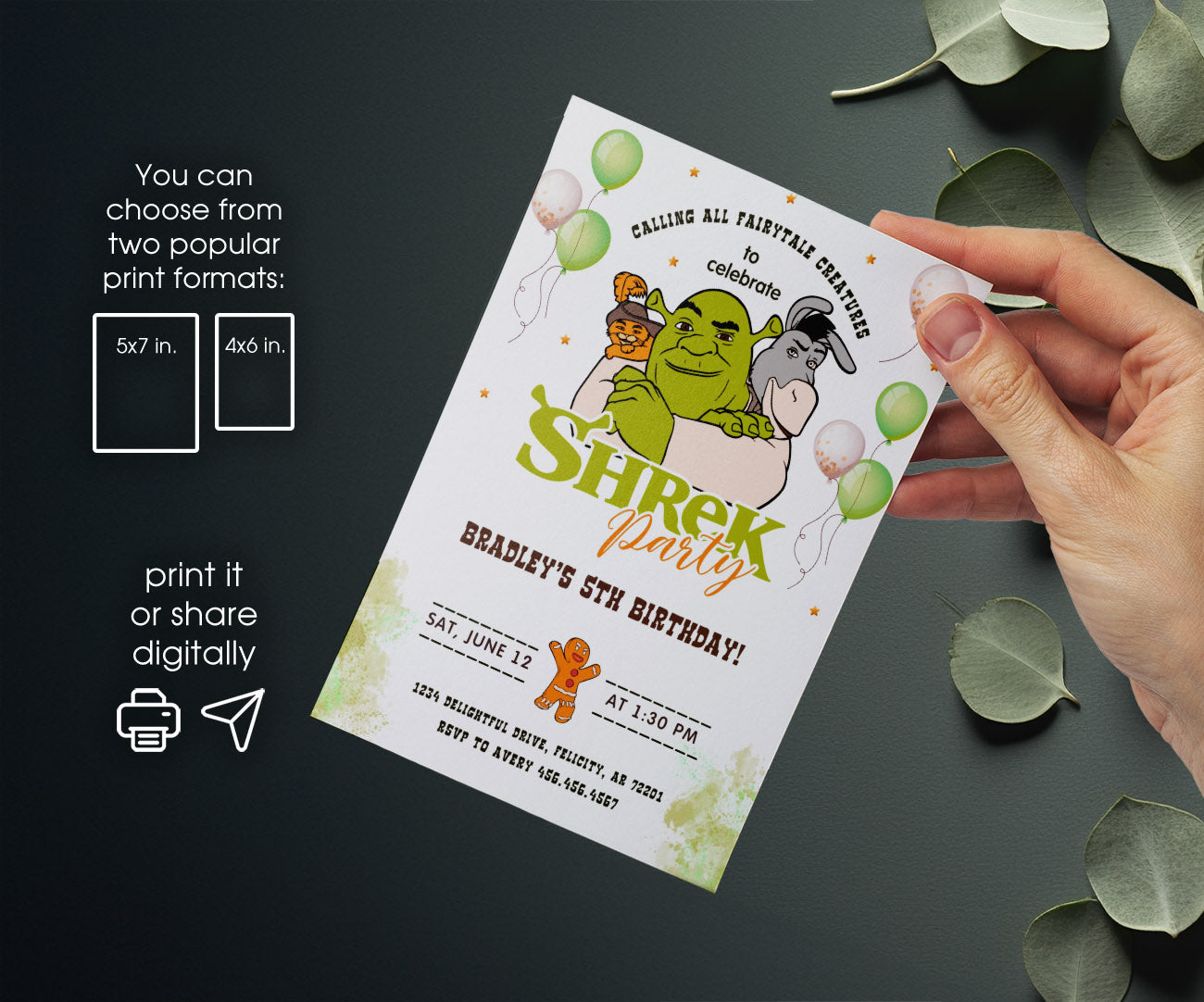 Shrek customizable invitation template | Share or Print | RL559