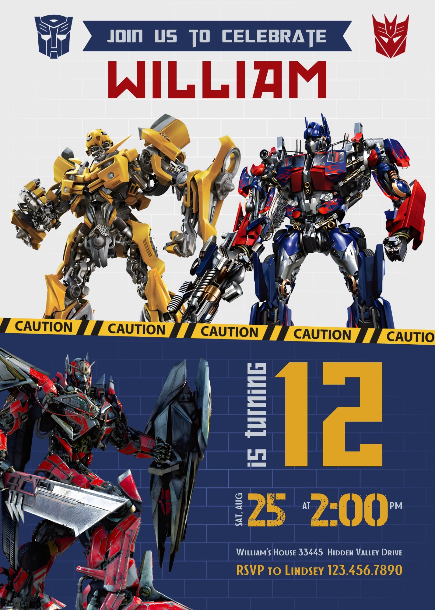 Transformers Rescue Bots customizable invitation template | Share or Print | boy | QY445