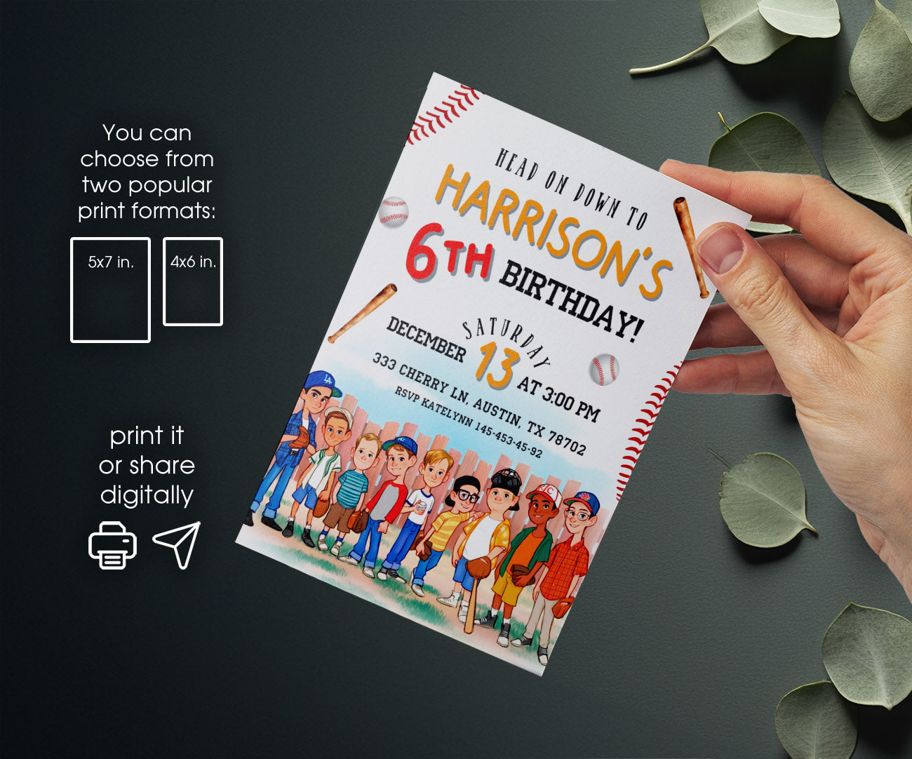 Baseball MLB Sport customizable invitation template | Share or Print | CZ405
