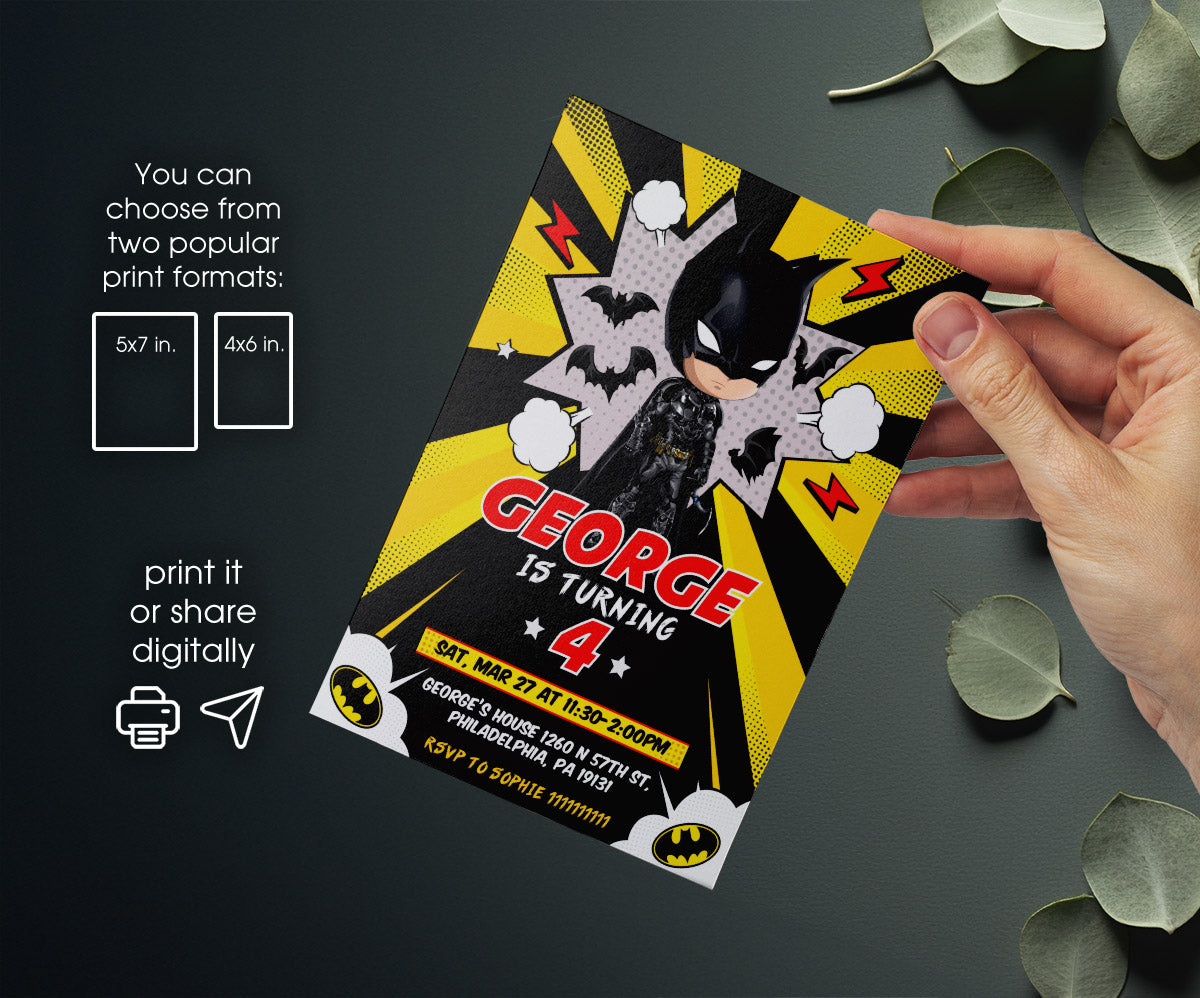 Batman Superhero DC customizable invitation template | Share or Print | ZK782