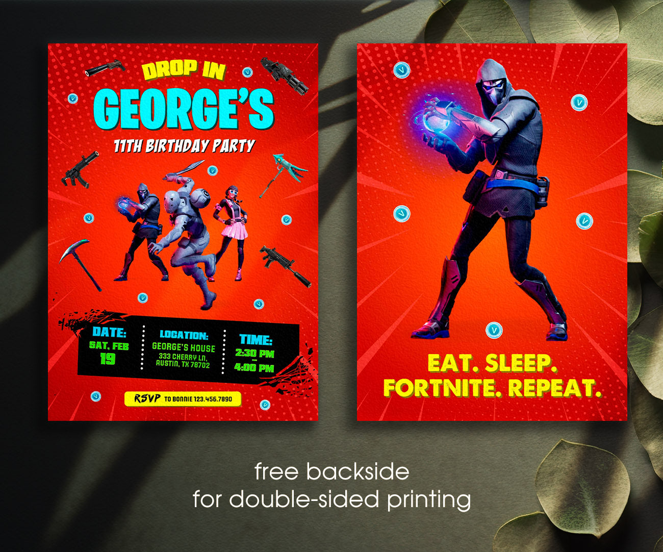Fortnite Gamer customizable invitation template | Share or Print | boy | XH148