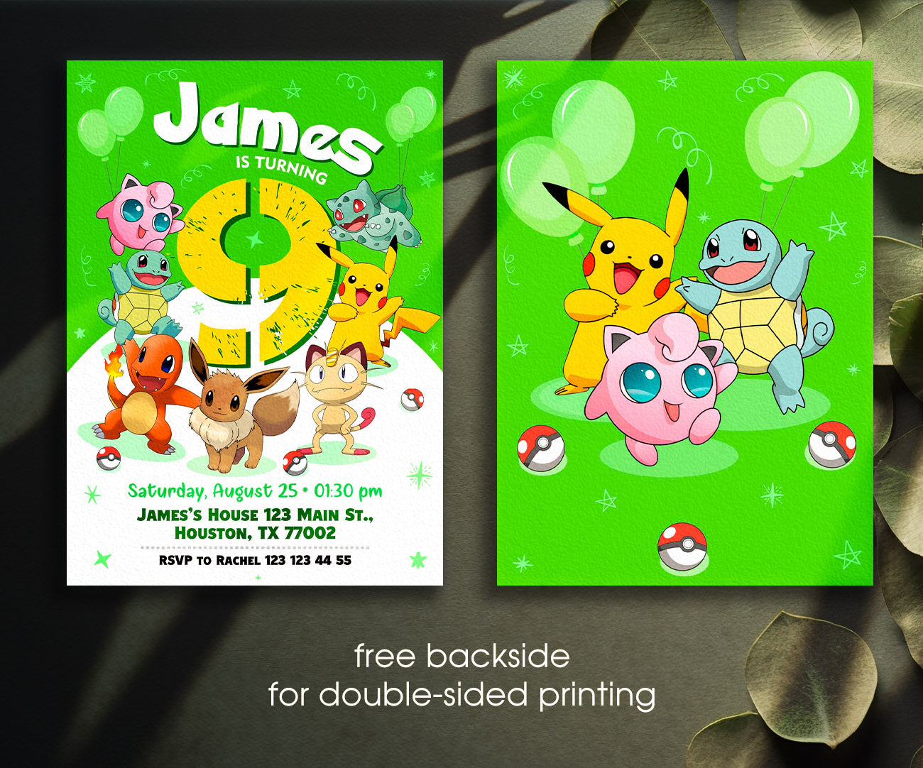 Pokemon Pikachu customizable invitation template | Share or Print | IS966