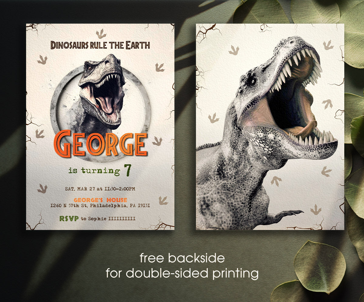 Jurassic World Dinosaur customizable invitation template | Share or Print | ZM988