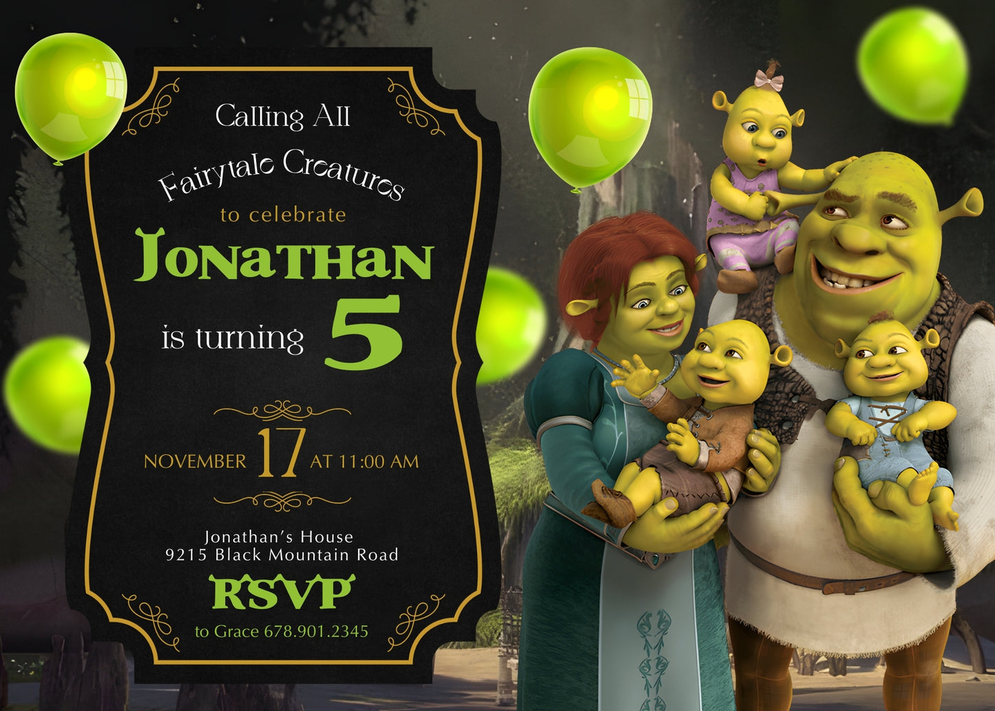 Shrek customizable invitation template | Share or Print | DU811