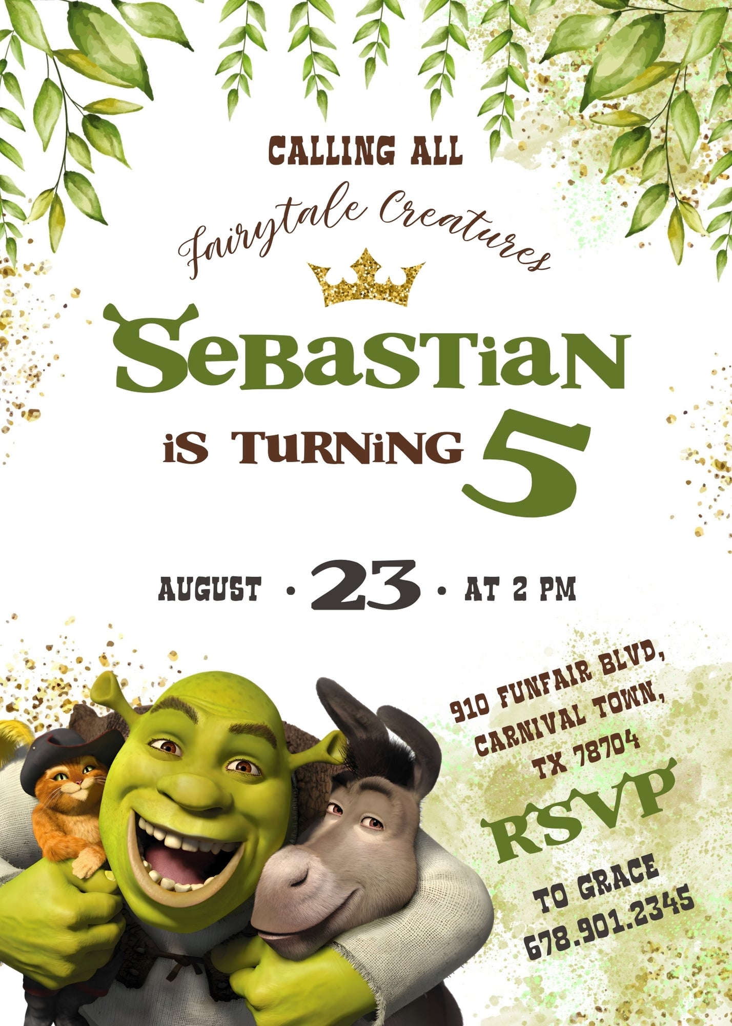 Shrek customizable invitation template | Share or Print | BP338