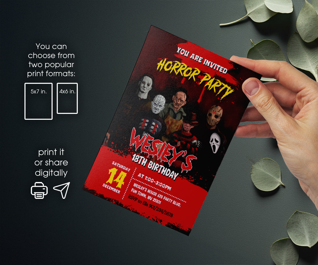 Horror Killer Movie Party customizable invitation template | Share or Print | IQ147