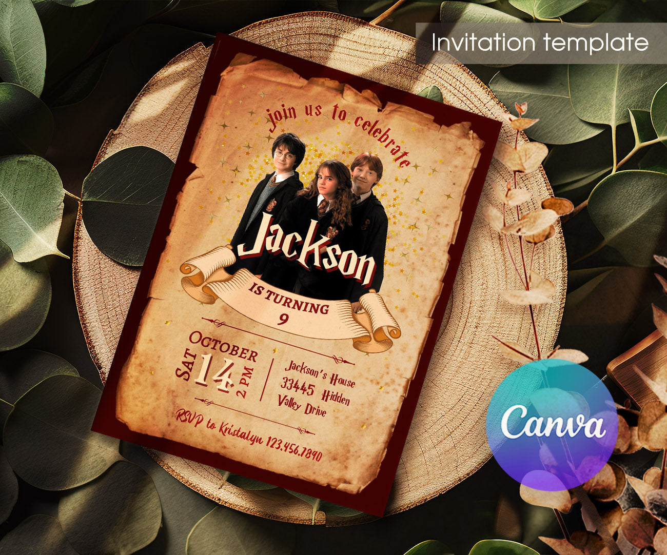 Harry Potter customizable invitation template | Share or Print | VO707