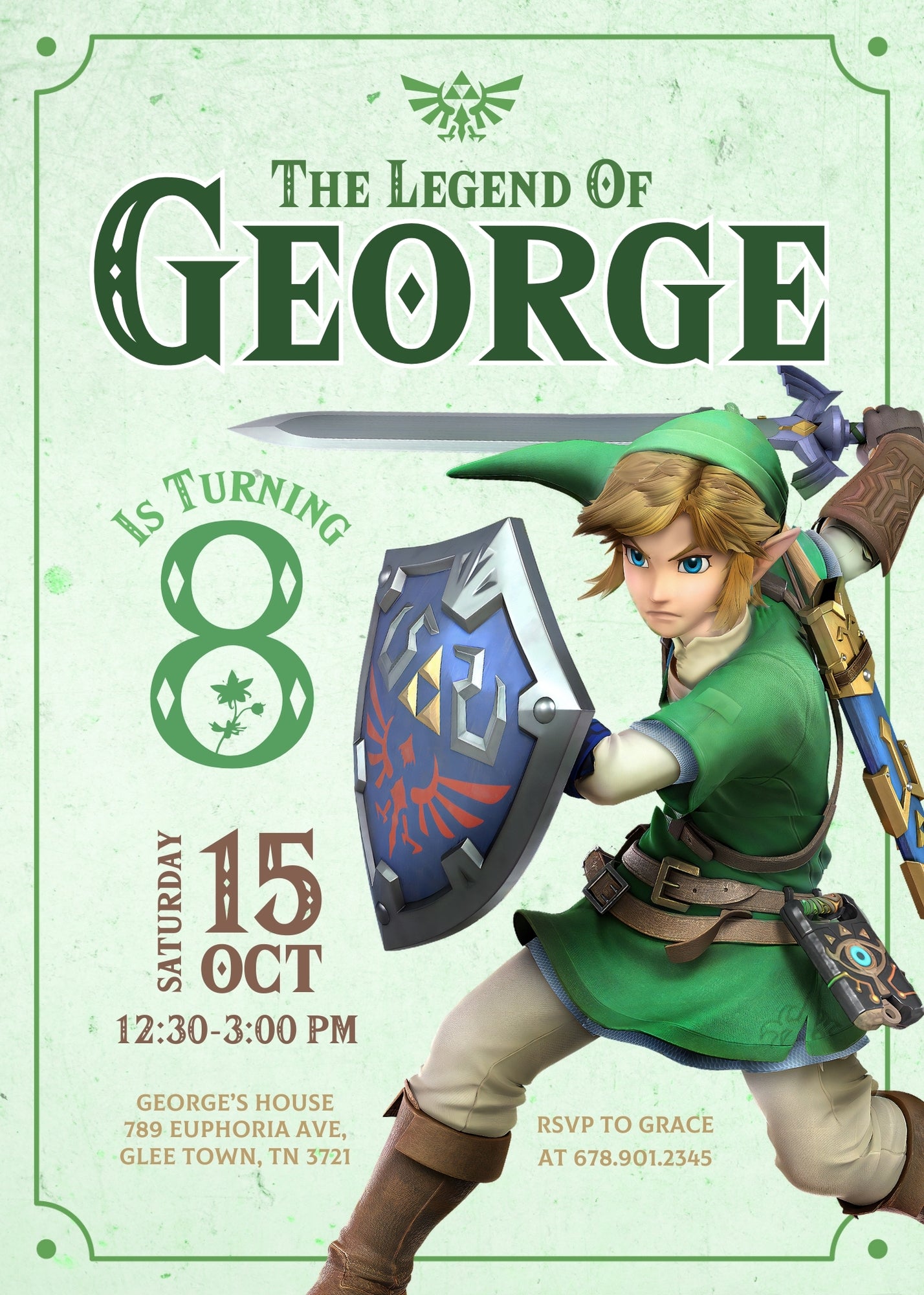 Legend of Zelda Gamer customizable invitation template | Share or Print | NR335