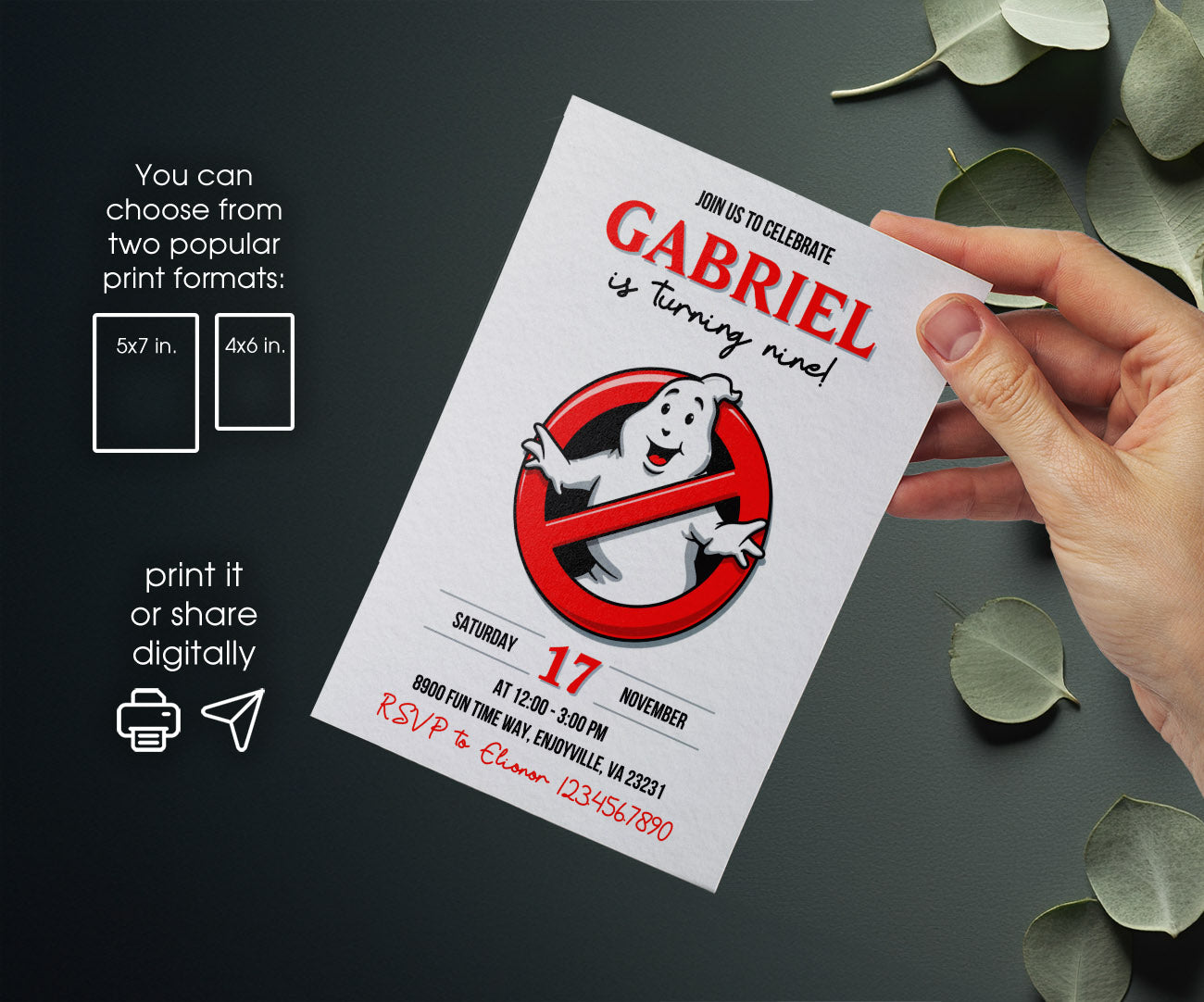 Ghostbusters customizable invitation template | Share or Print | RR416