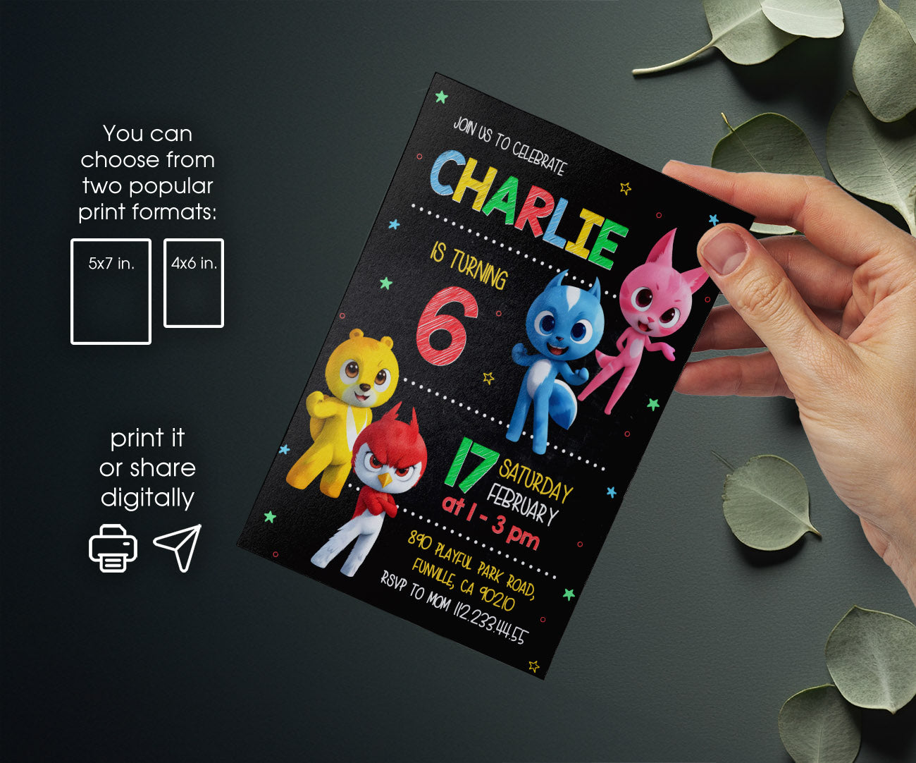 Miniforce customizable invitation template | Share or Print | boy | PH498
