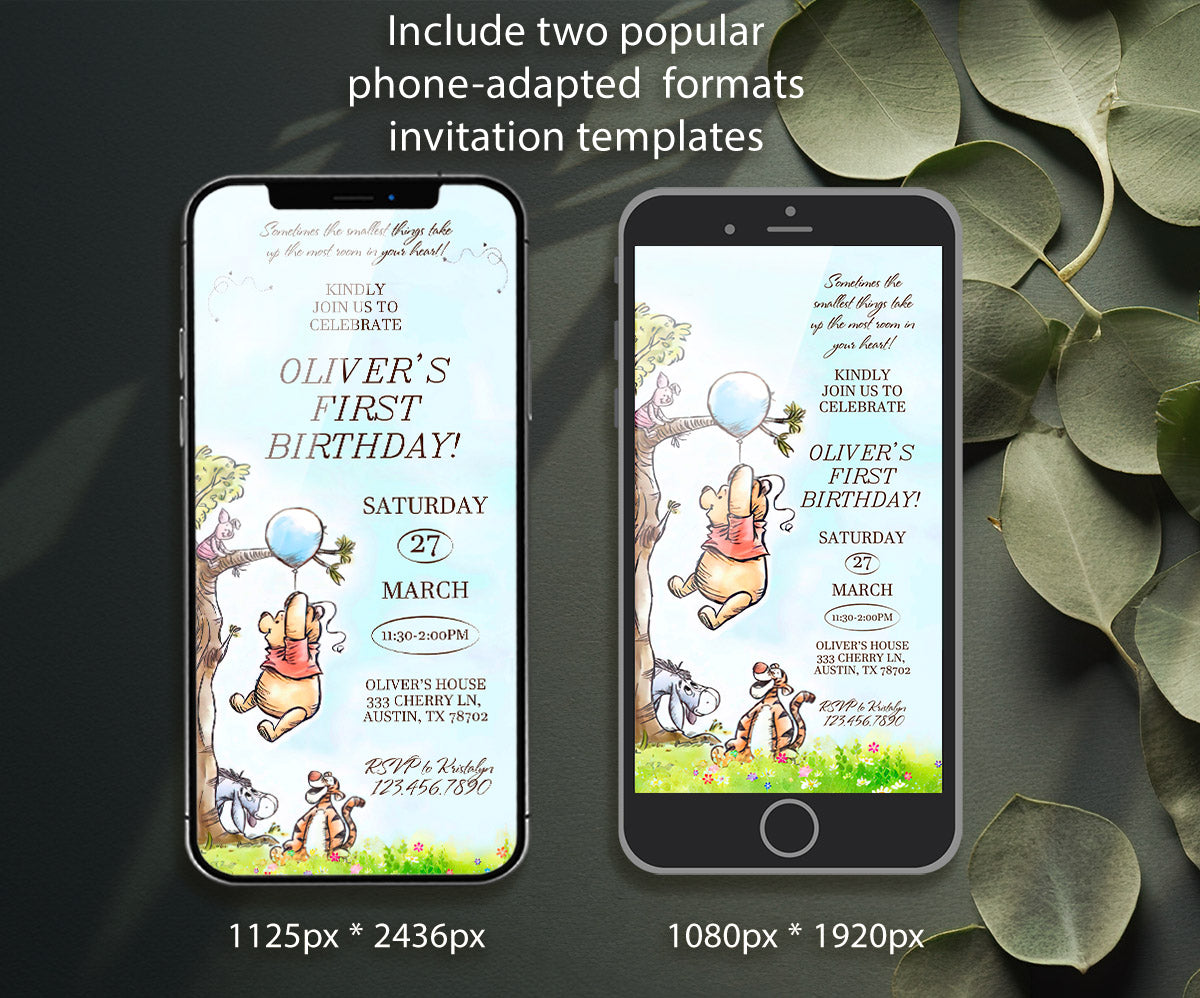 Winnie the Pooh customizable invitation template | Share or Print | QT388
