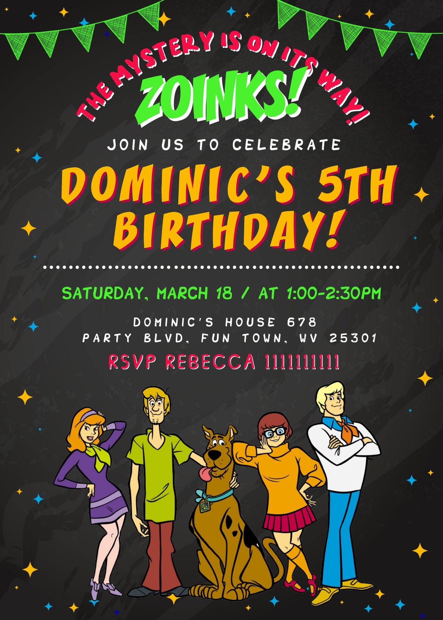 Scooby-Doo customizable invitation template | Share or Print | VY132