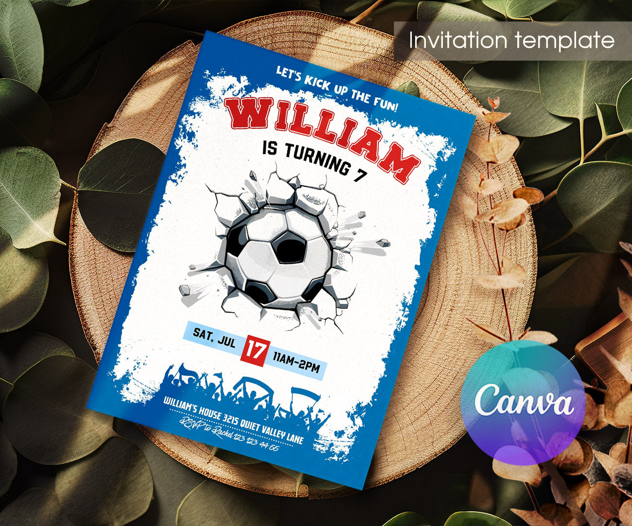 Soccer Champion League FC customizable invitation template | Share or Print | boy | NC270