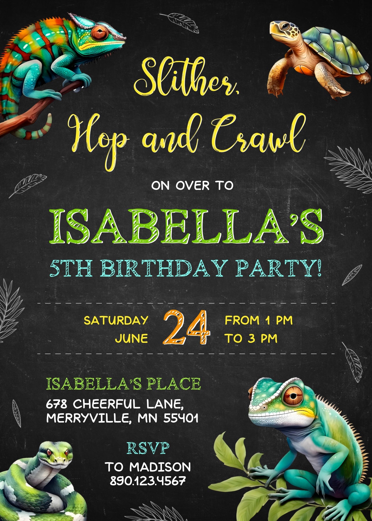 Reptile Lizard Snake customizable invitation template | Share or Print | MB550