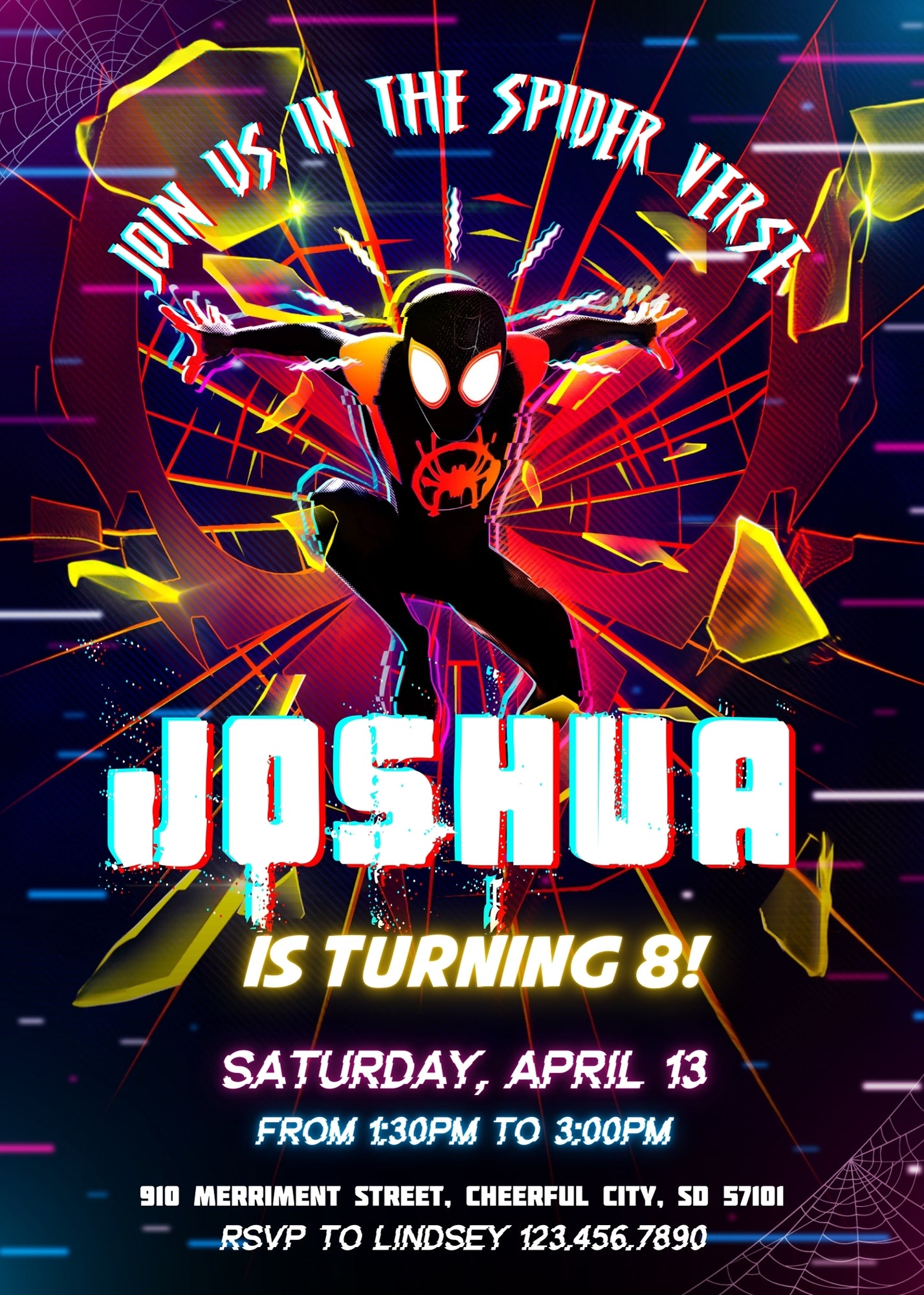 Spider Man Across the Spider-Verse customizable invitation template | Share or Print | boy | TX757