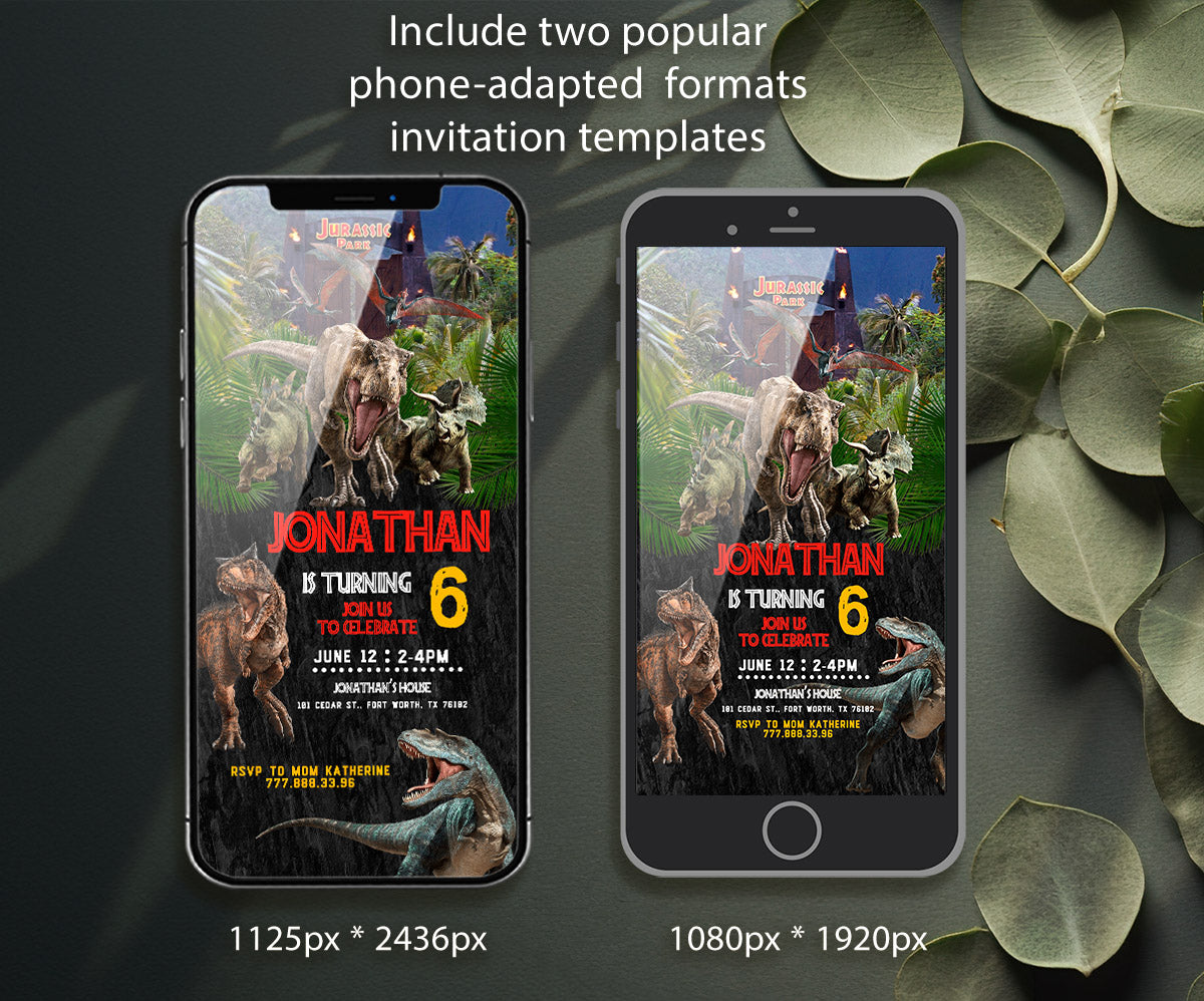 Jurassic Park Dinosaur customizable invitation template | Share or Print | HF655
