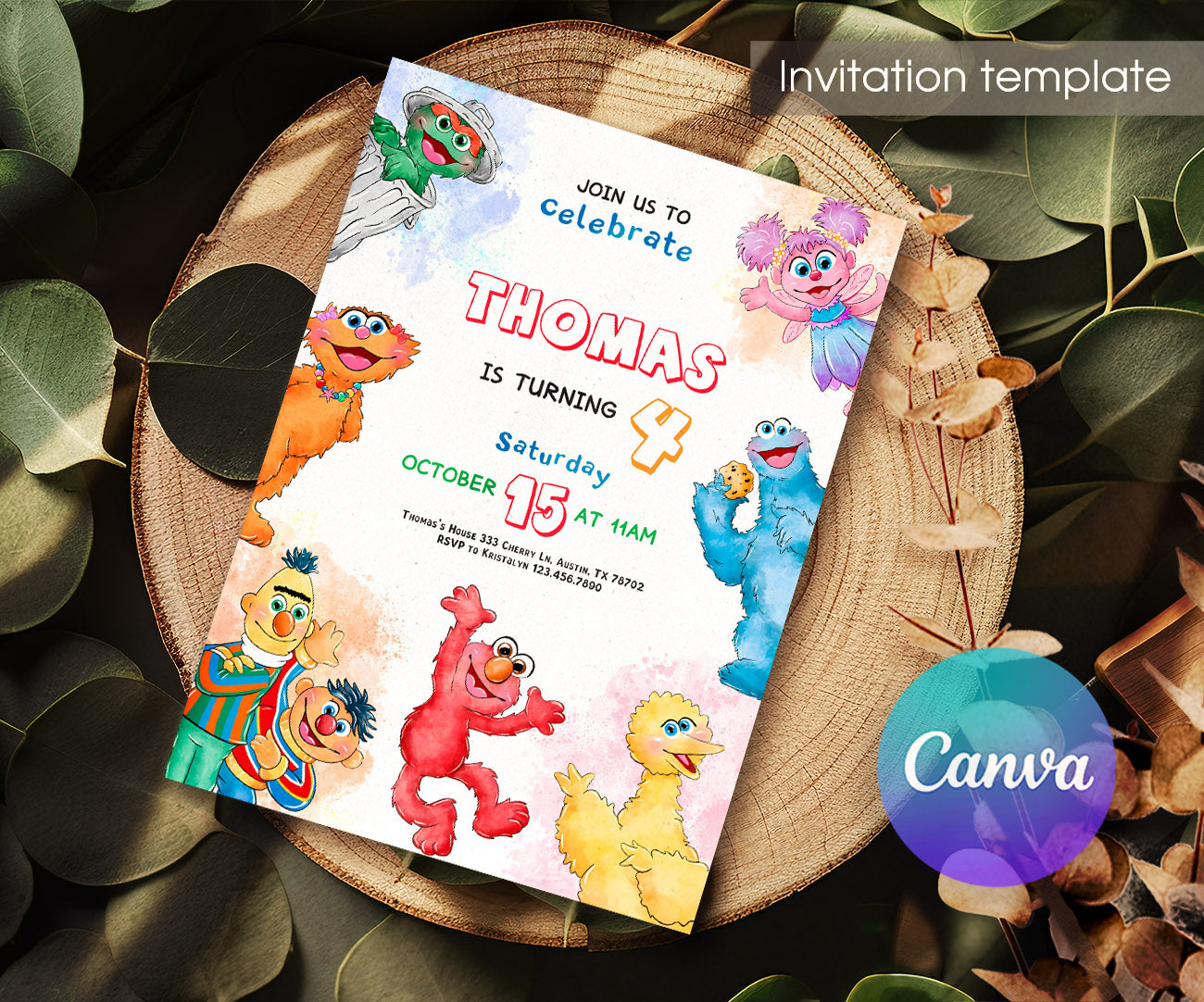 Sesame Street customizable invitation template | Share or Print | CG908