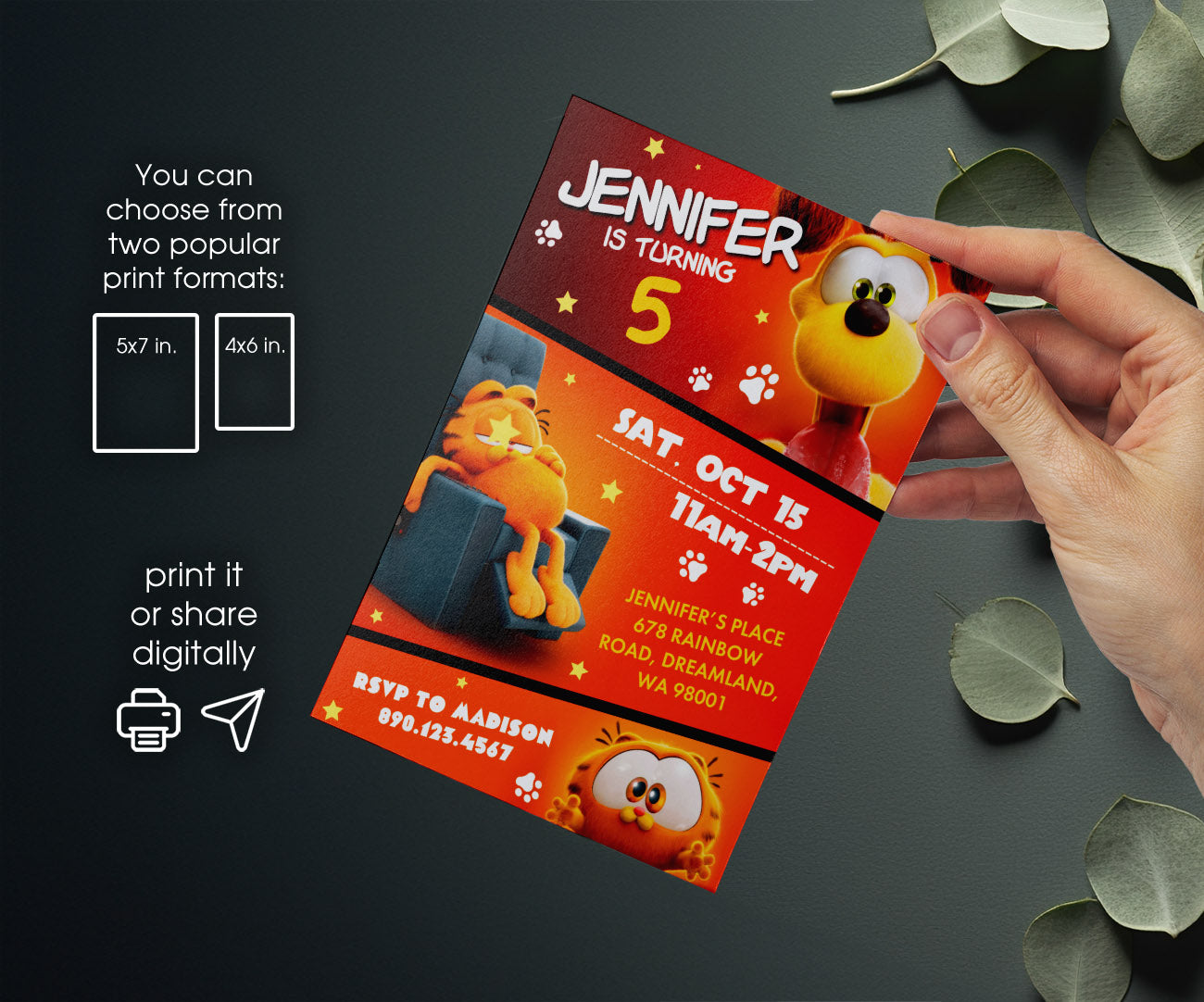 Garfield Orange Cat customizable invitation template | Share or Print | boy | TC094
