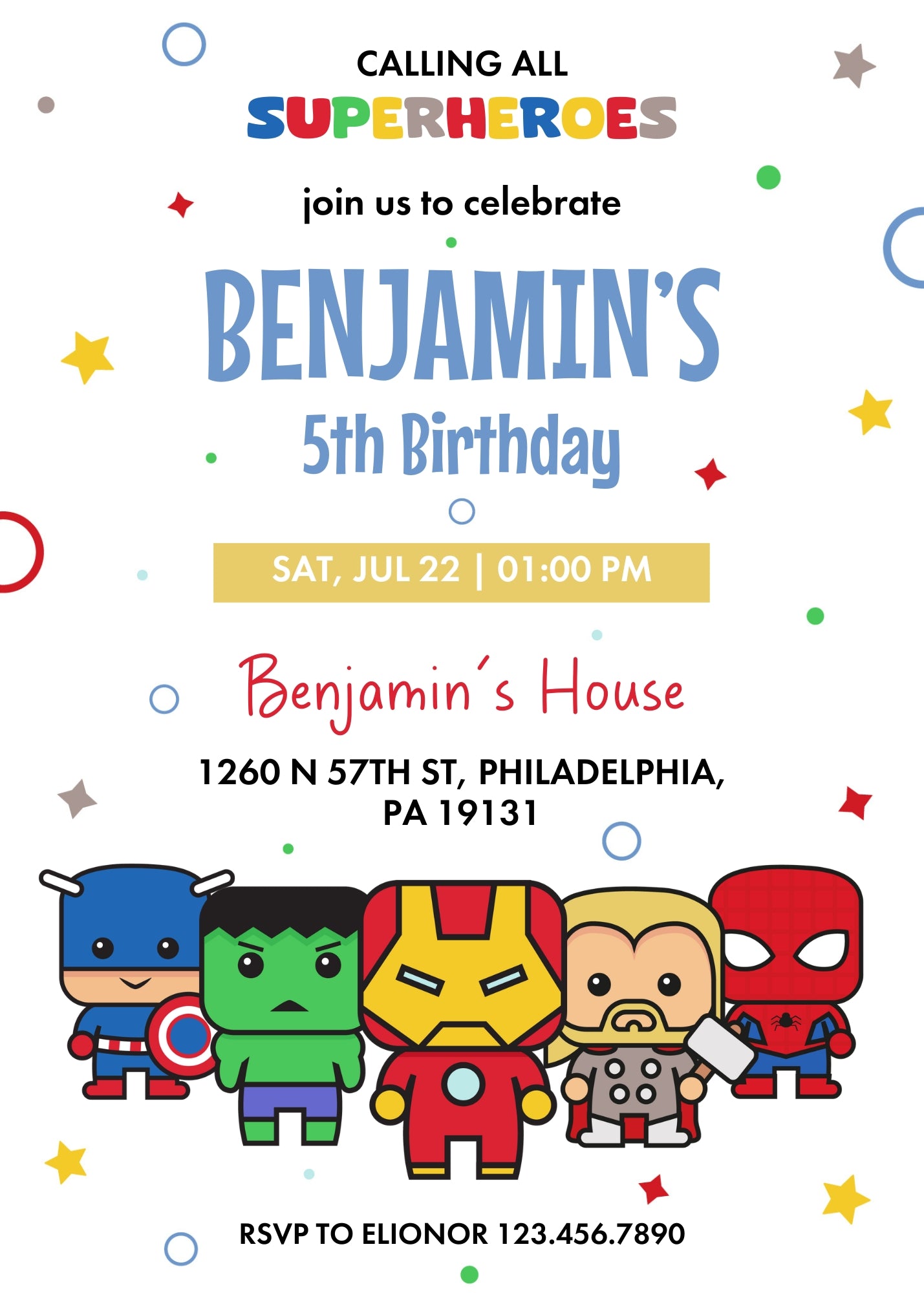Avengers Marvel Superhero customizable invitation template | Share or Print | boy | LS455