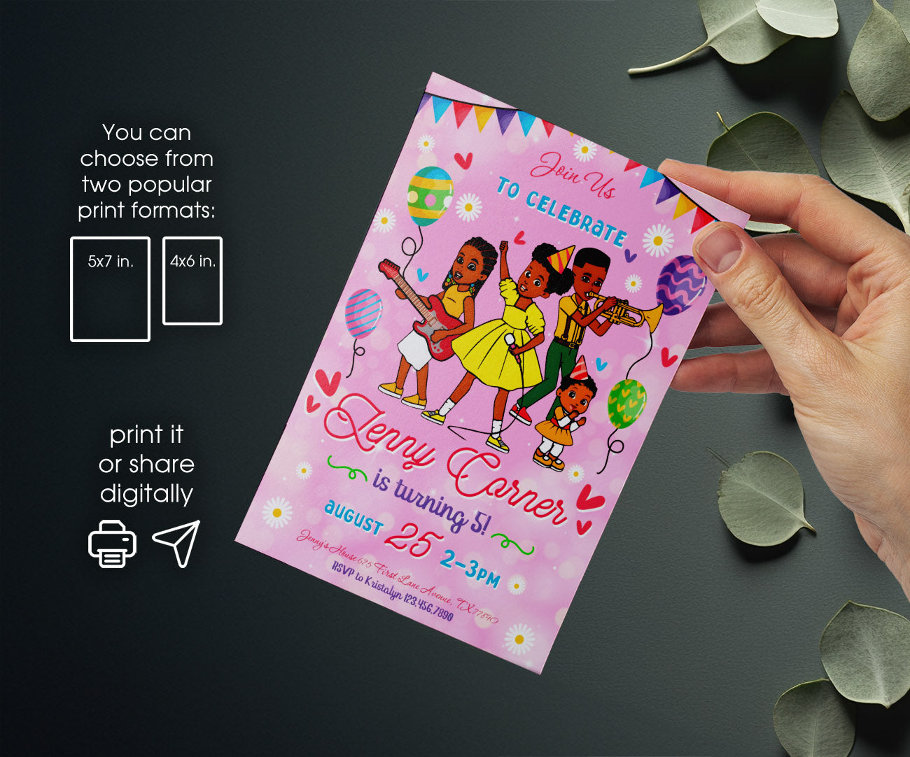 Gracie's Corner Music customizable invitation template | Share or Print | girl | WR527