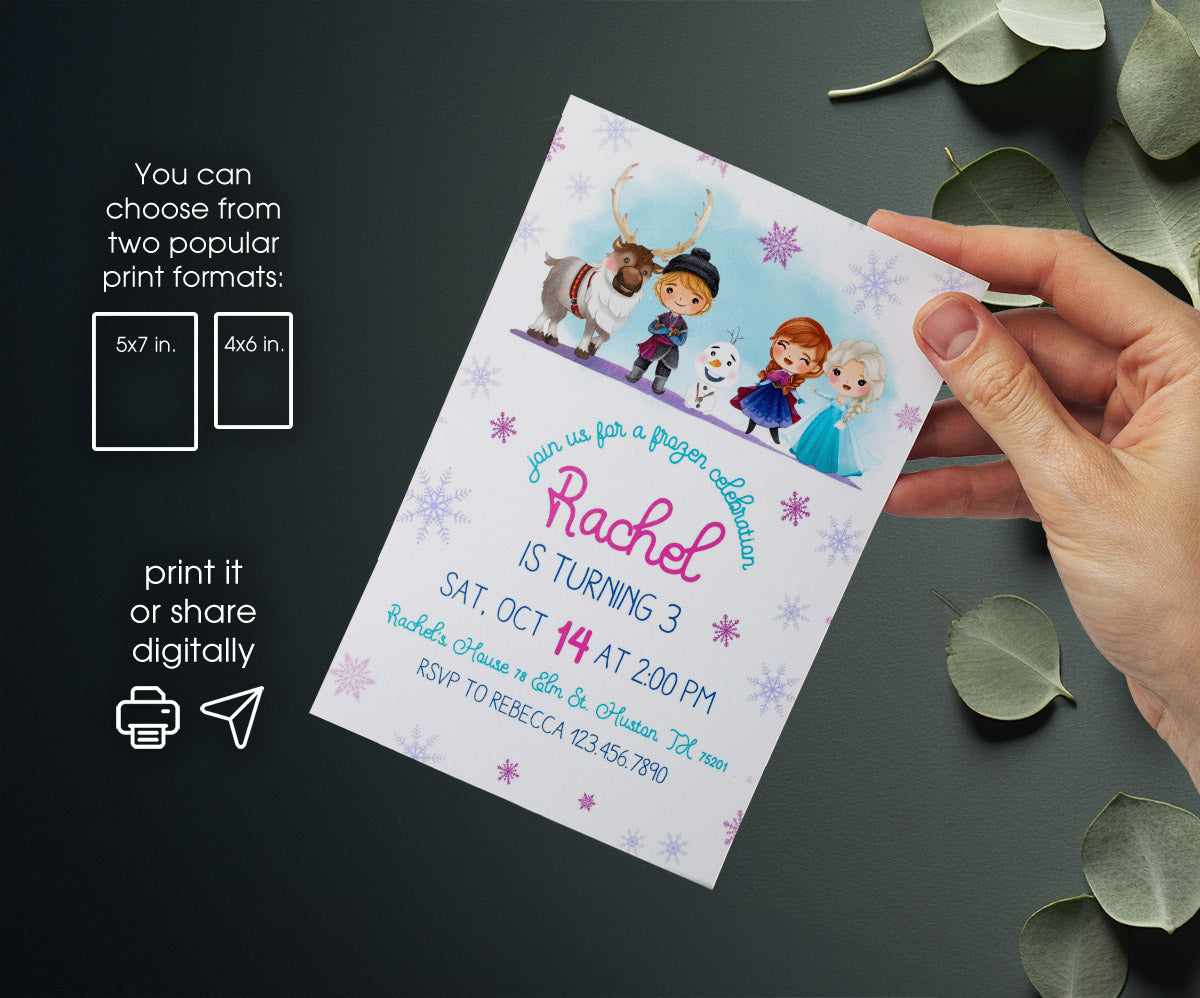 Frozen Elsa customizable invitation template | Share or Print | girl | EA924