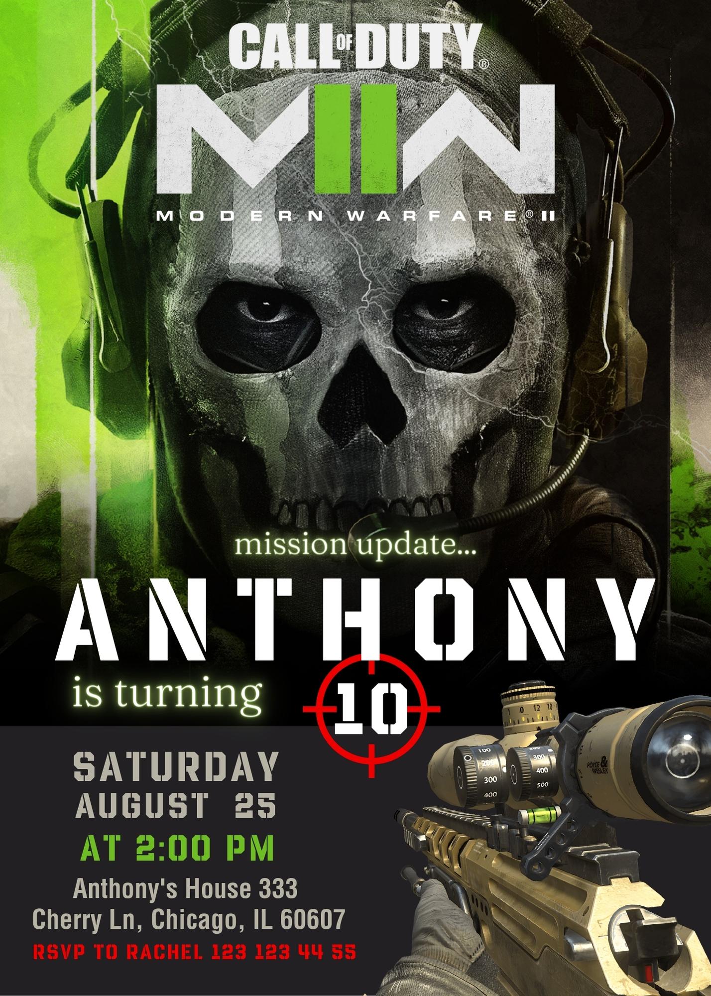 Call of Duty Gamer customizable invitation template | Share or Print | boy | ZA102