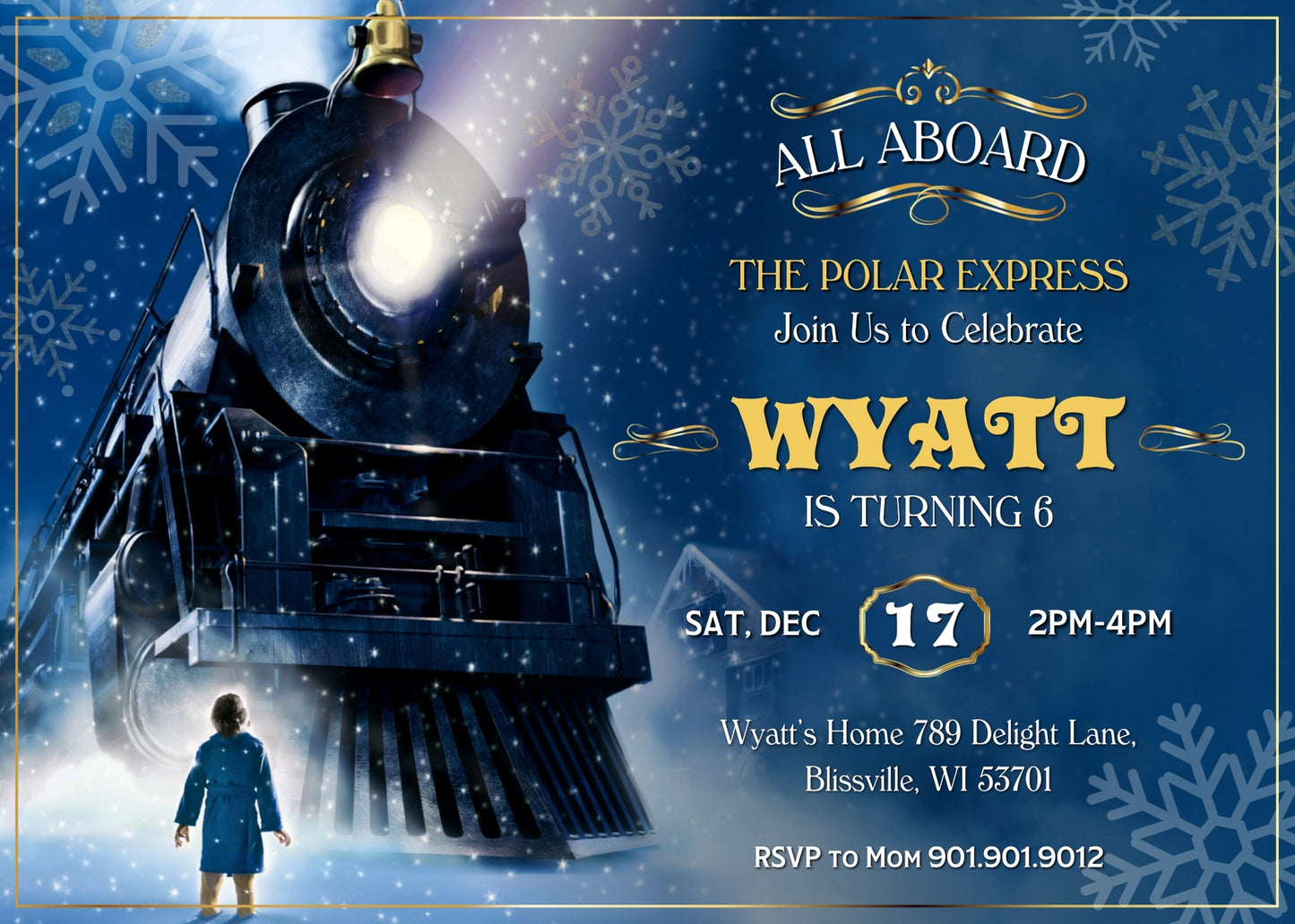 The Polar Express Christmass Train customizable invitation template | Share or Print | WT819