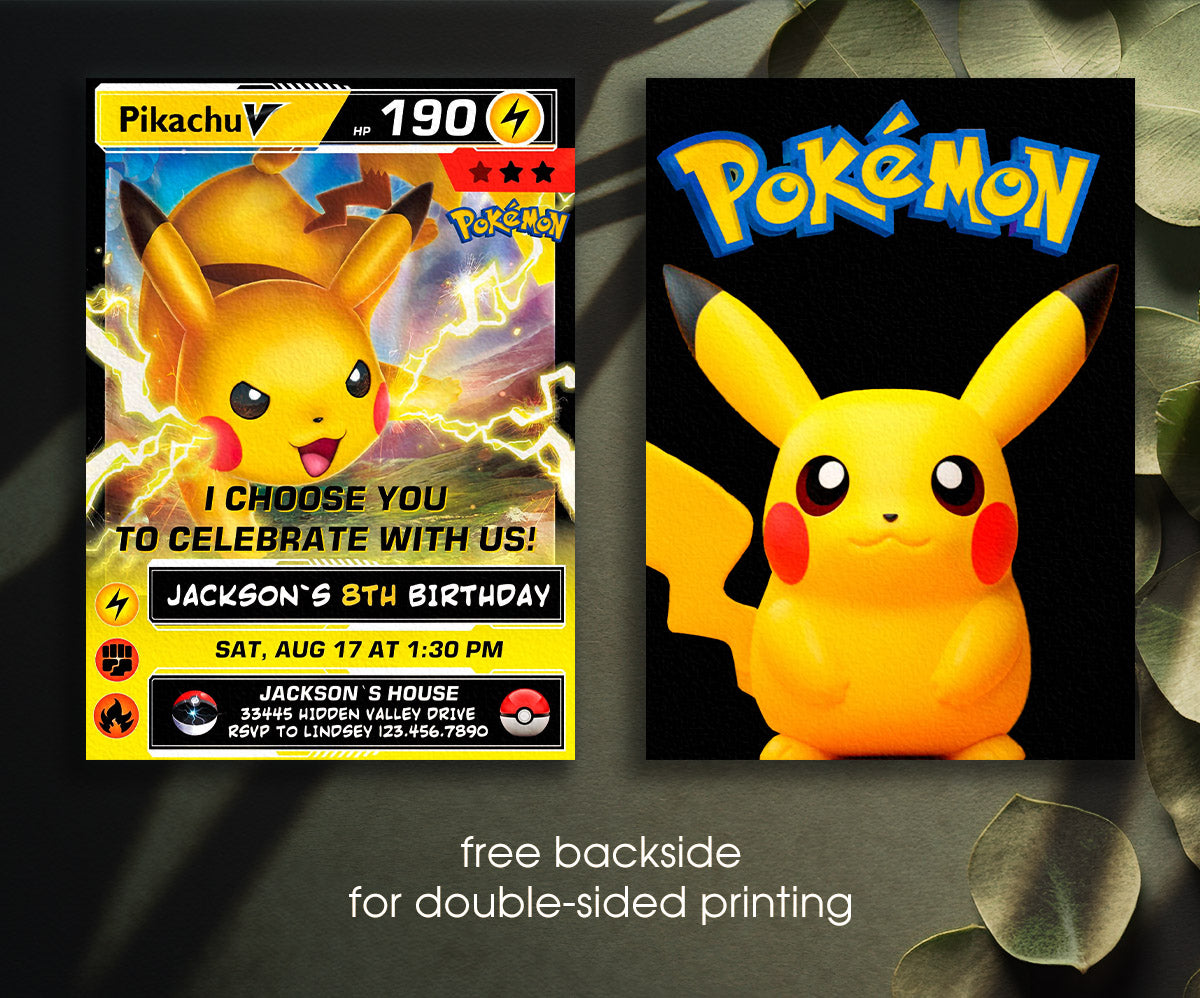 Pokemon Pikachu customizable invitation template | Share or Print | AU252