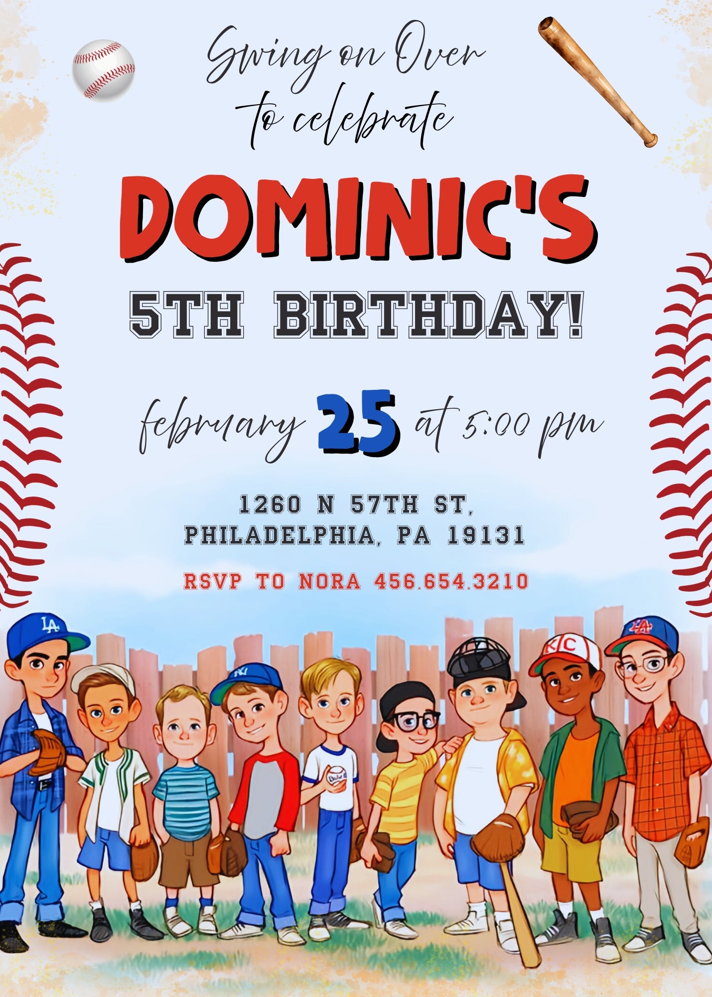 Baseball MLB Sport customizable invitation template | Share or Print | SE448