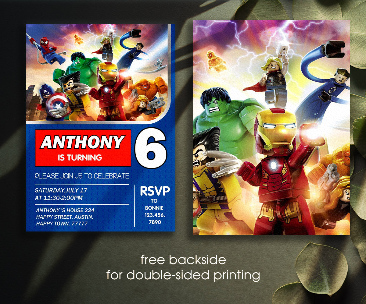 Lego Minifigures customizable invitation template | Share or Print | QY890