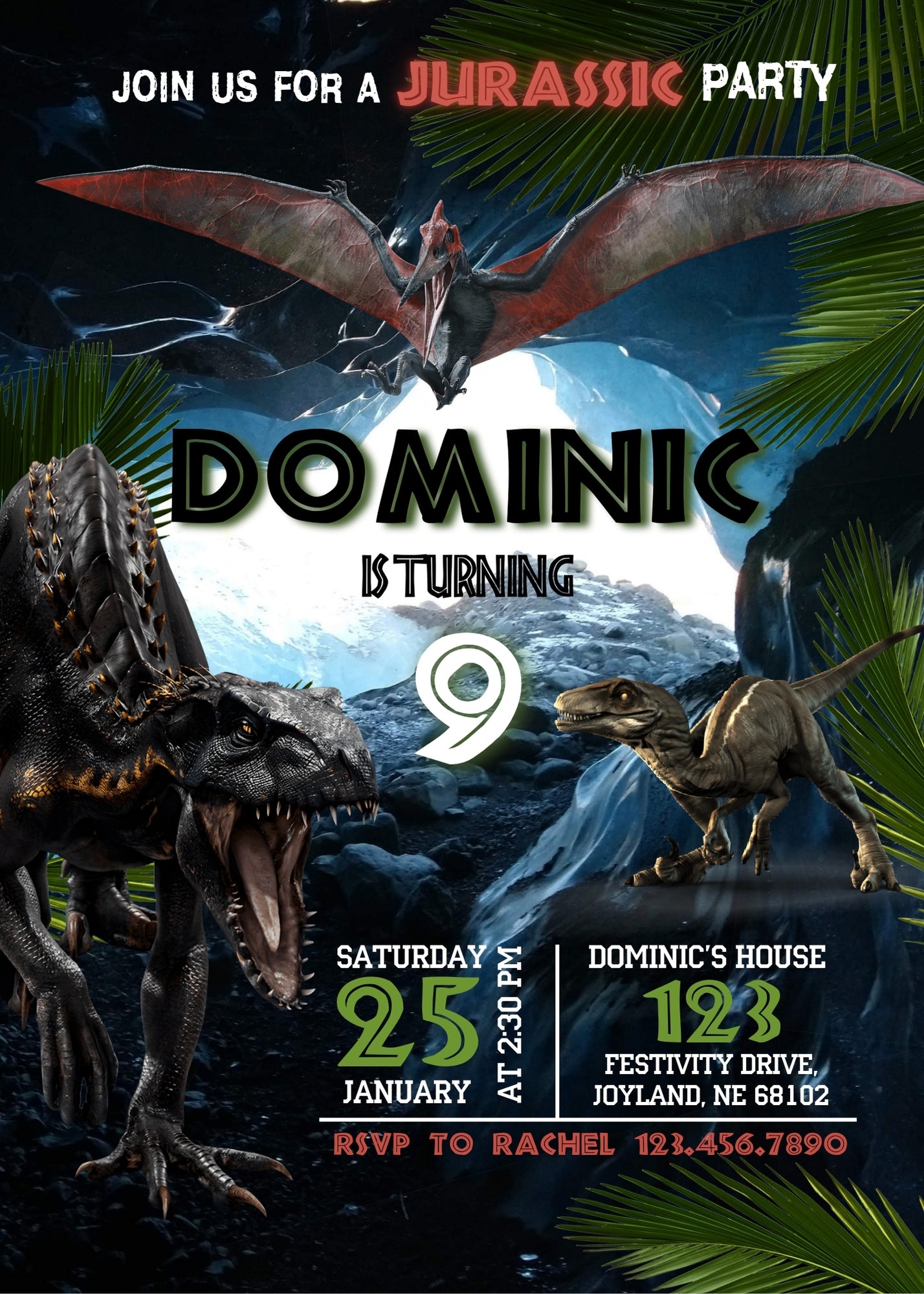 Jurassic Park Dinosaur customizable invitation template | Share or Print | FL477