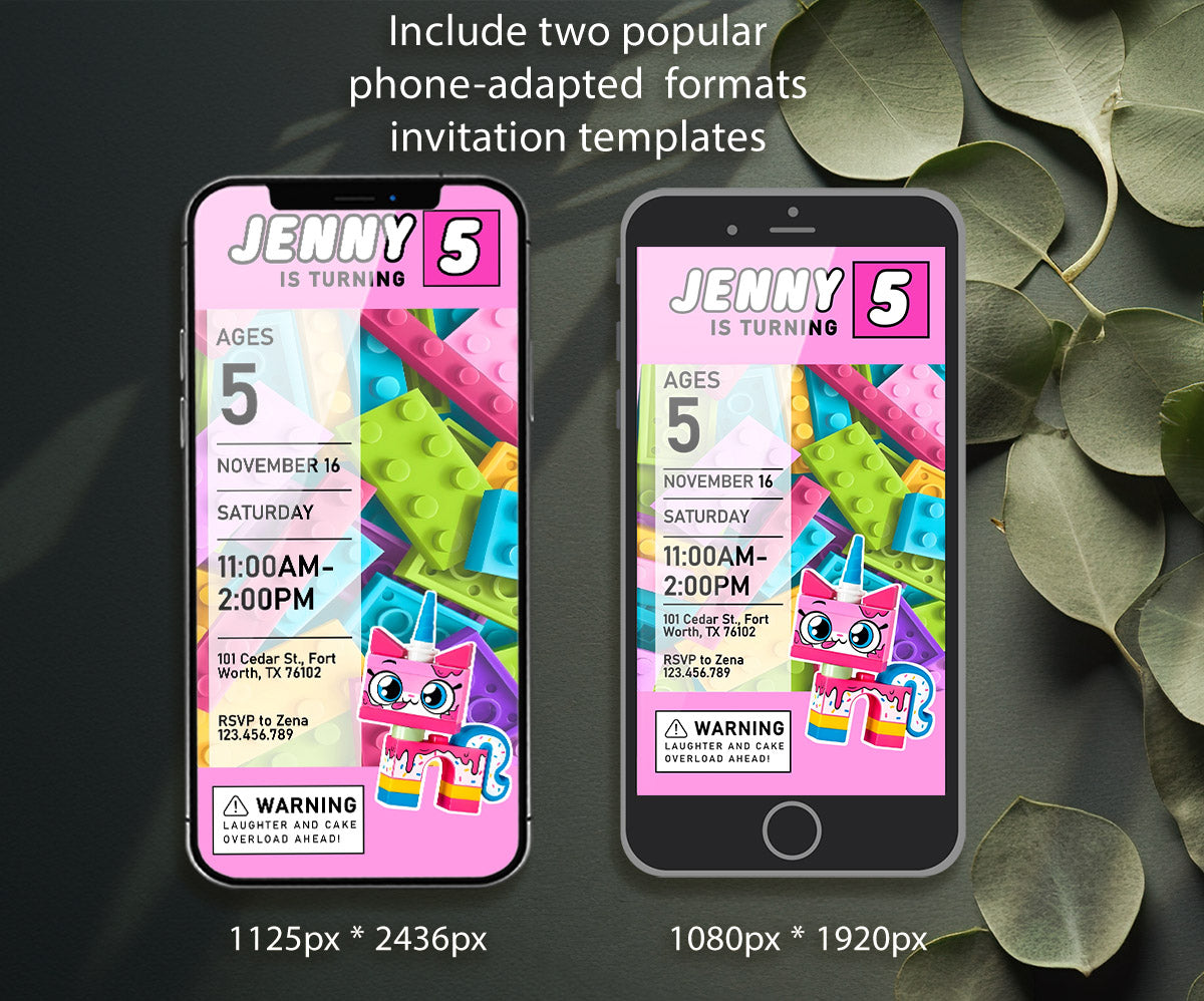 Lego UniKitty customizable invitation template | Share or Print | KI253