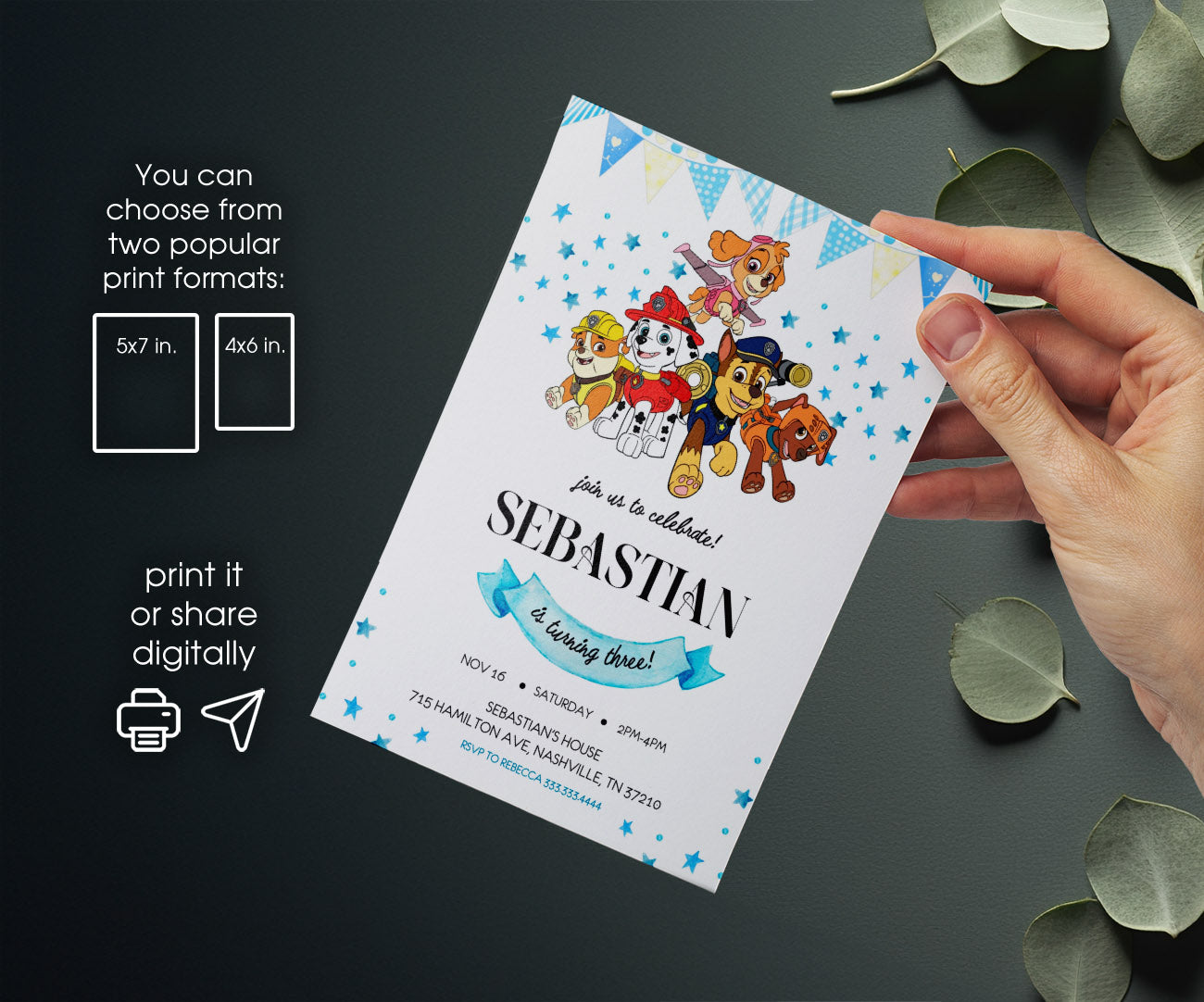 PAW Patrol customizable invitation template | Share or Print | RU245
