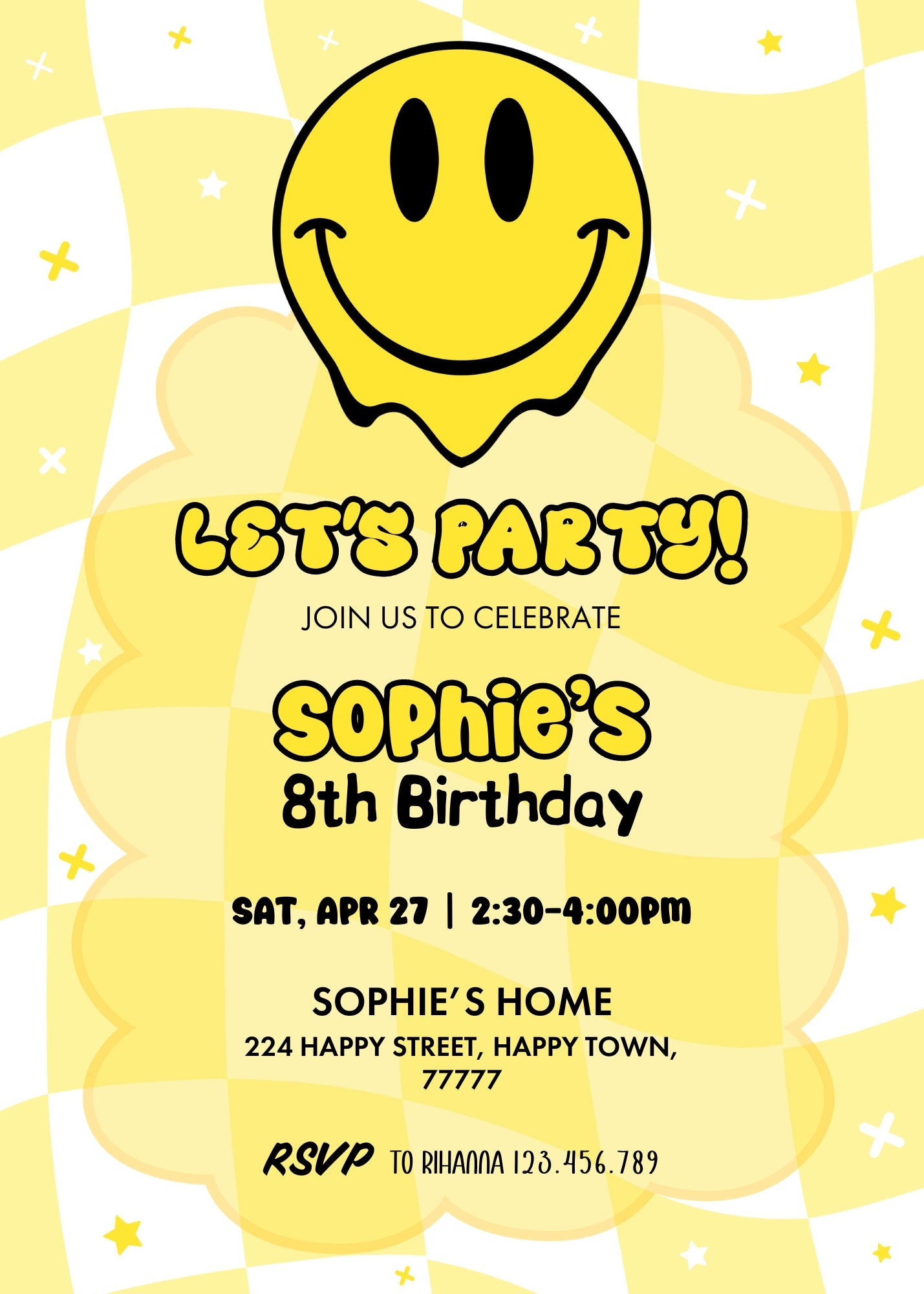 Smiley Face customizable invitation template | Share or Print | PZ213