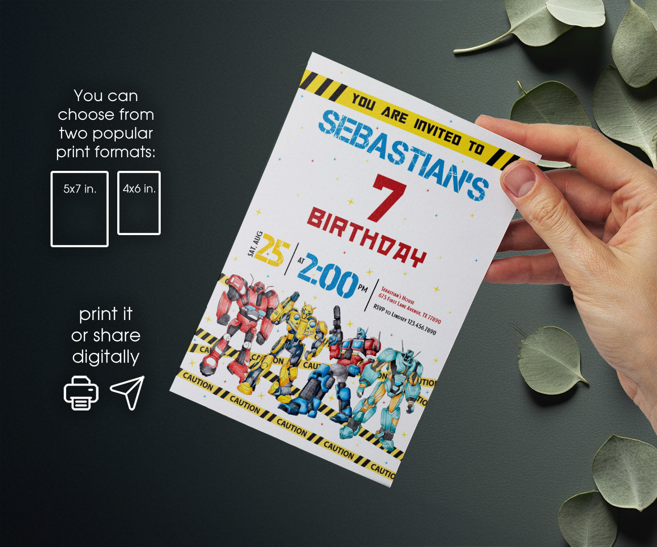 Transformers Rescue Bots customizable invitation template | Share or Print | boy | SJ315