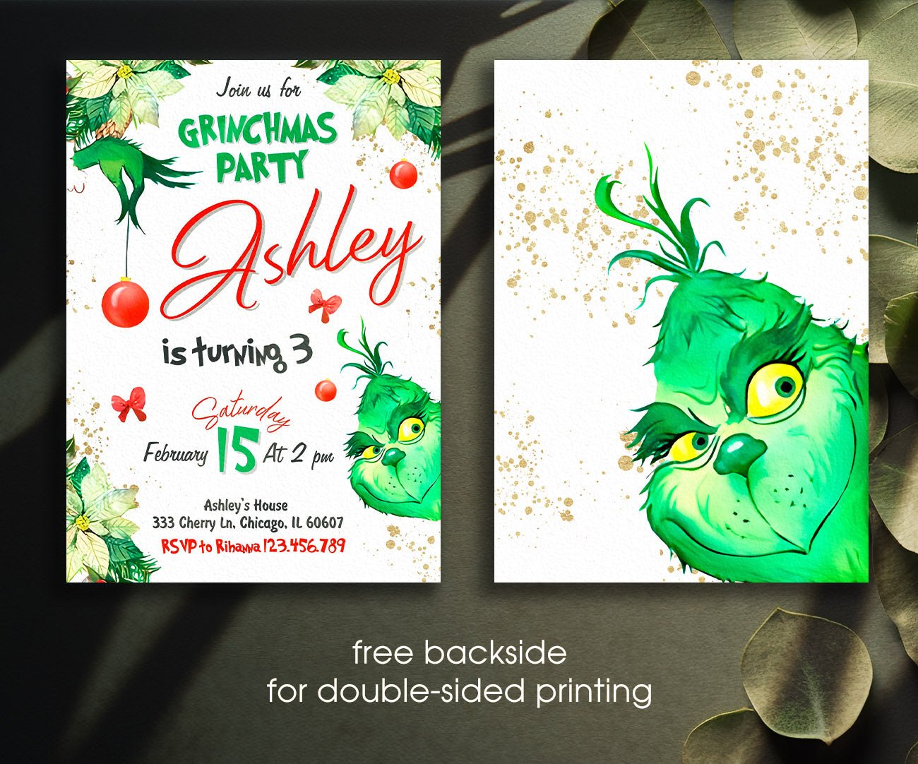 The Grinch Merry Grinchmas customizable invitation template | Share or Print | JJ073