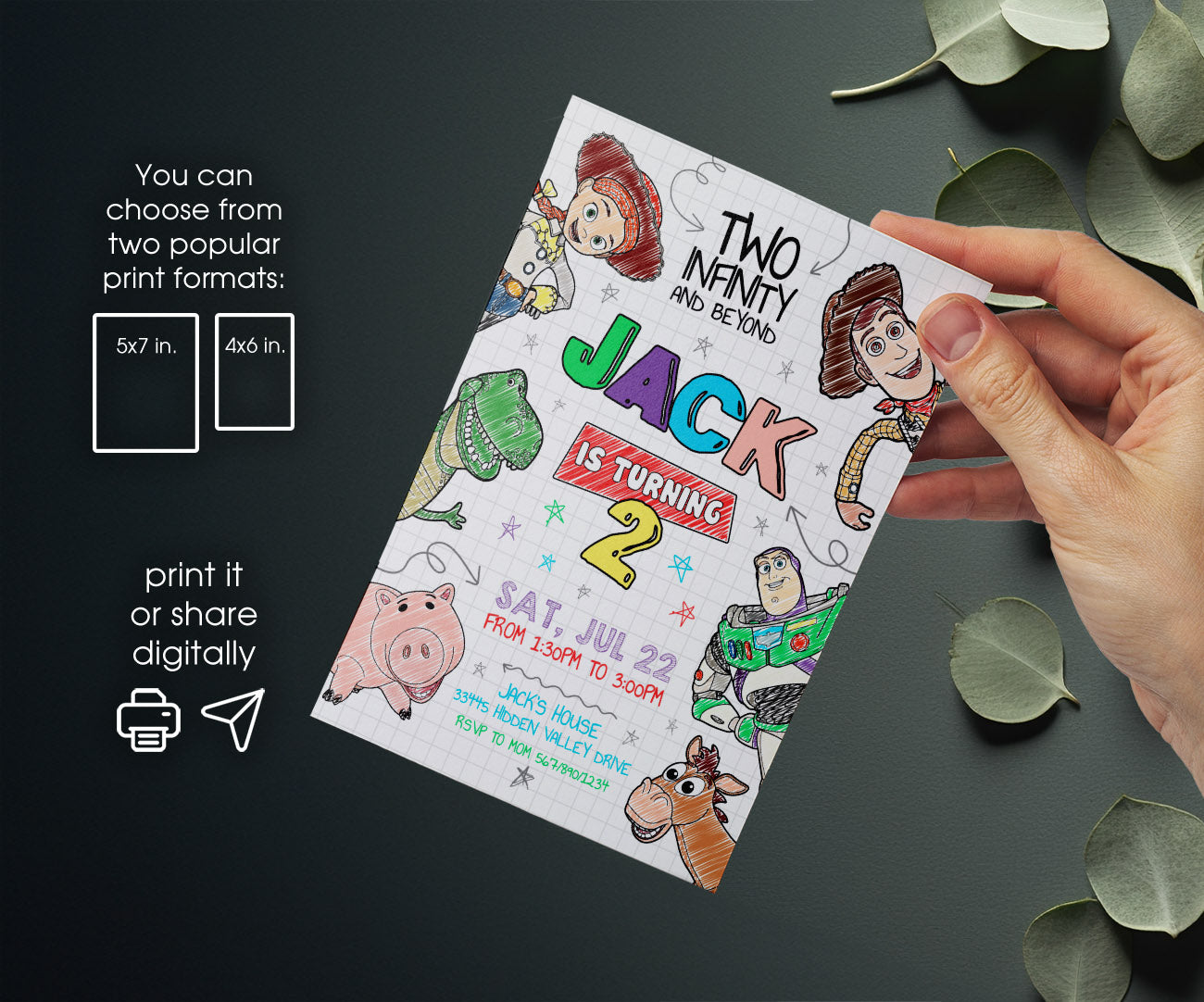 Toy Story Woody customizable invitation template | Share or Print | HW698