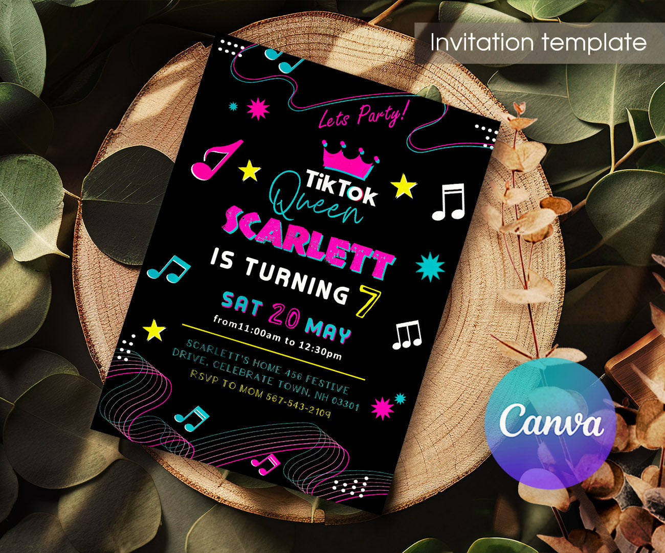 Tik Tok Party customizable invitation template | Share or Print | WC868
