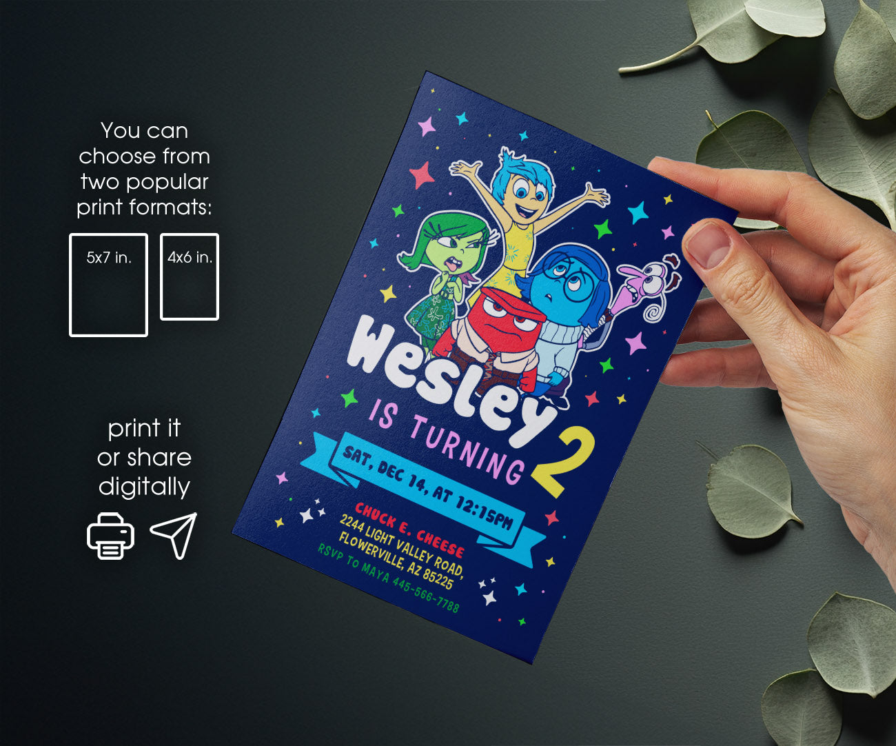 Inside Out 2 customizable invitation template | Share or Print | QN647