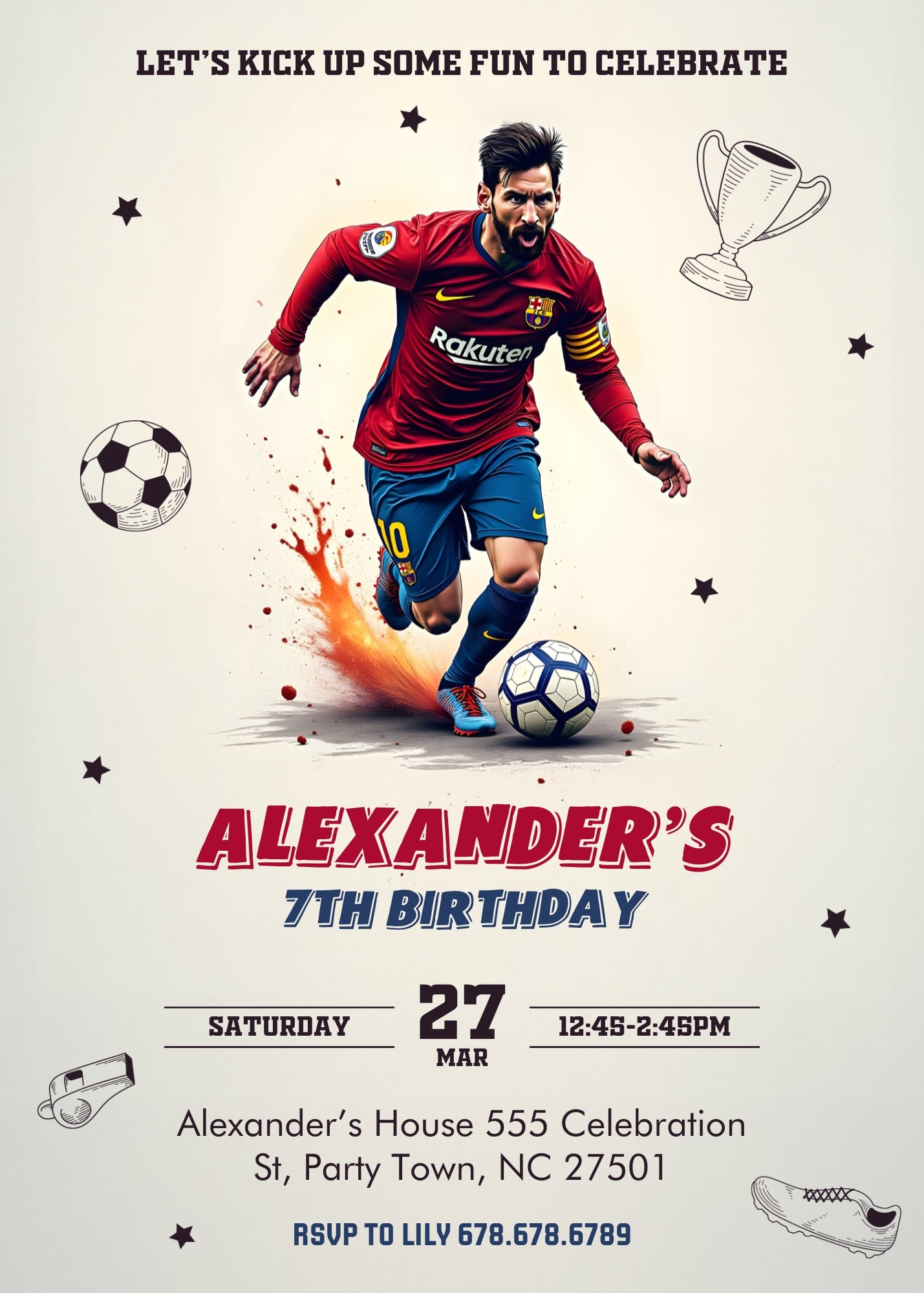 Messi Fifa Soccer customizable invitation template | Share or Print | AY698