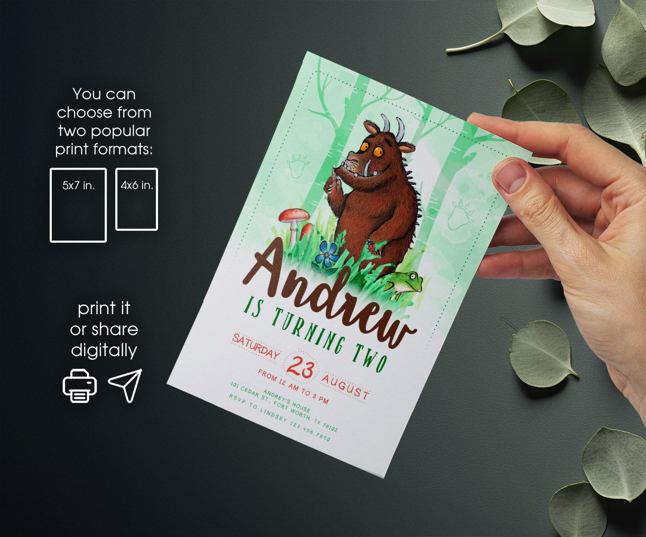 Gruffalo customizable invitation template | Share or Print | JP118