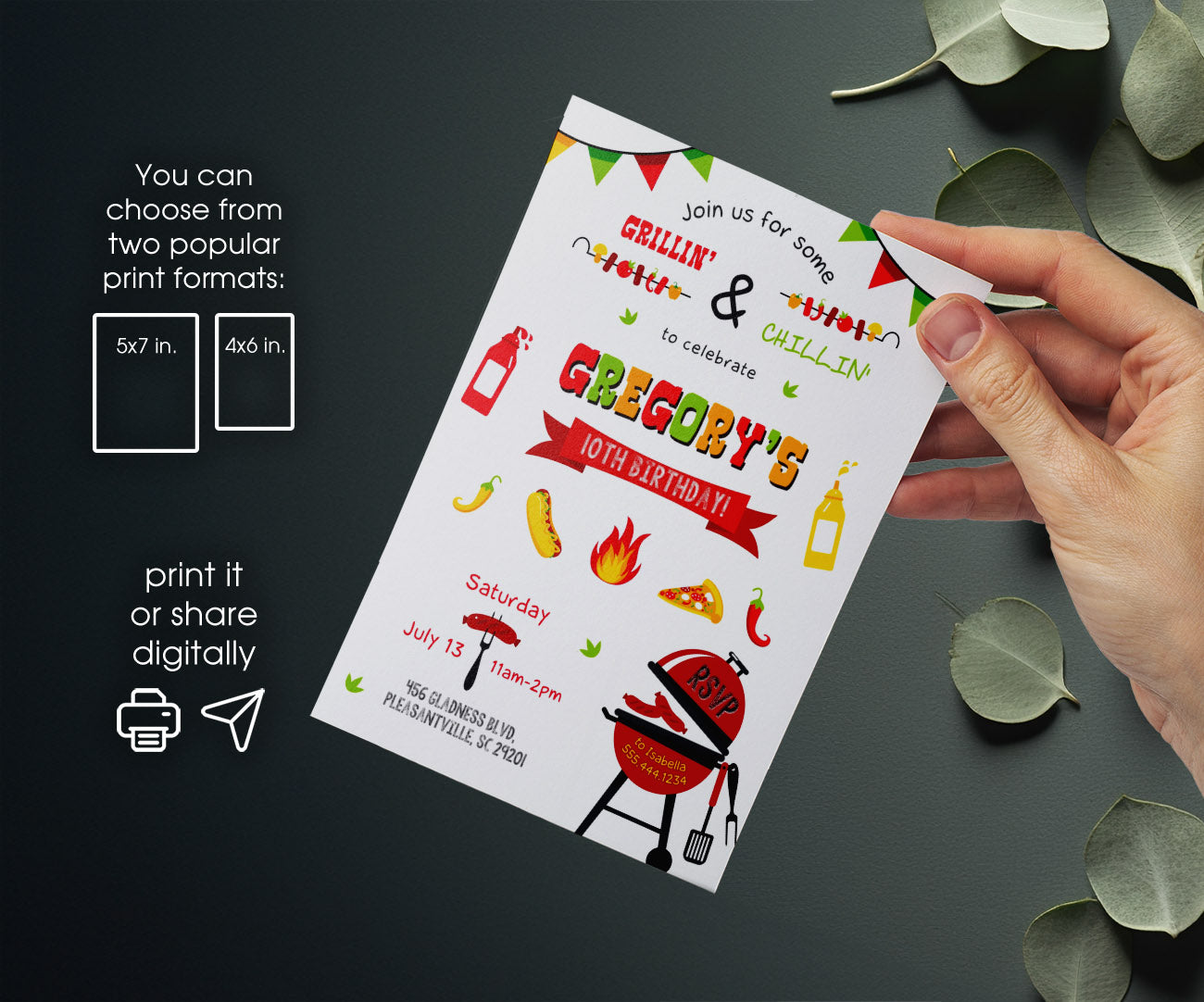 Grill Chill Bbq customizable invitation template | Share or Print | PS911