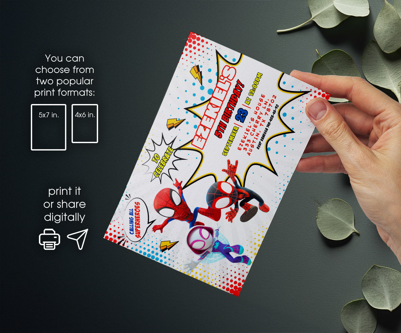 Spidey and His Amazing Friends customizable invitation template | Share or Print | boy | QP596