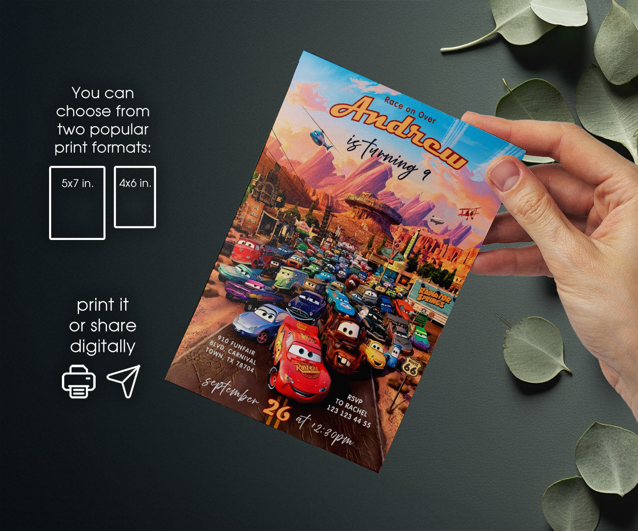 Cars Lightning McQueen customizable invitation template | Share or Print | boy | NW779