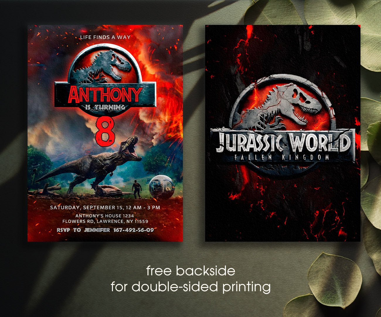 Jurassic World Dinosaur customizable invitation template | Share or Print | HF494