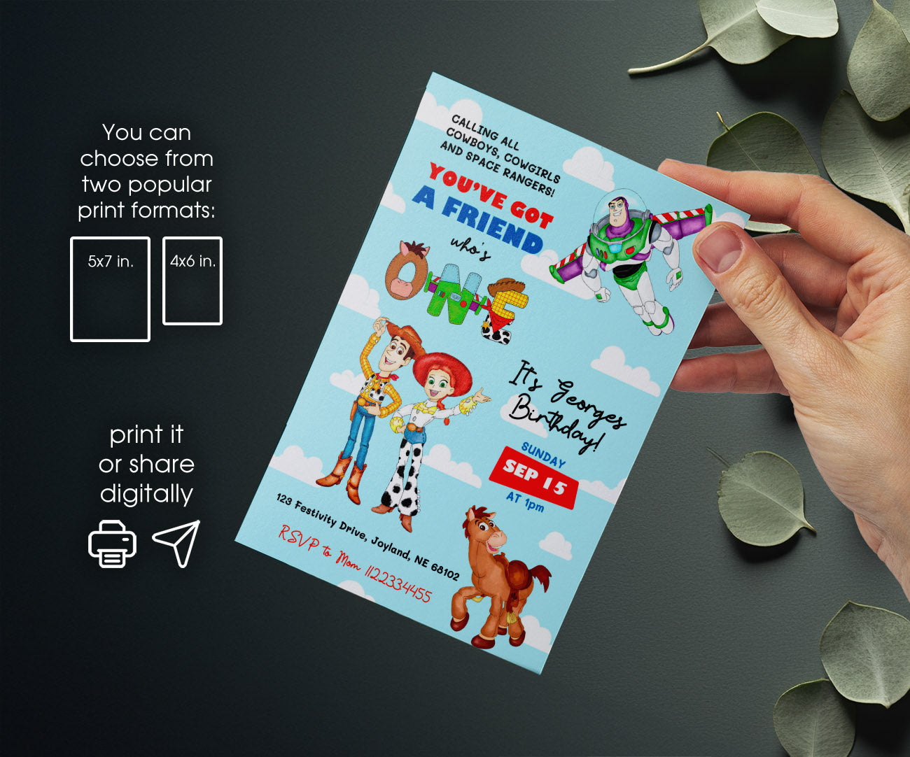 Toy Story Woody customizable invitation template | Share or Print | NM719