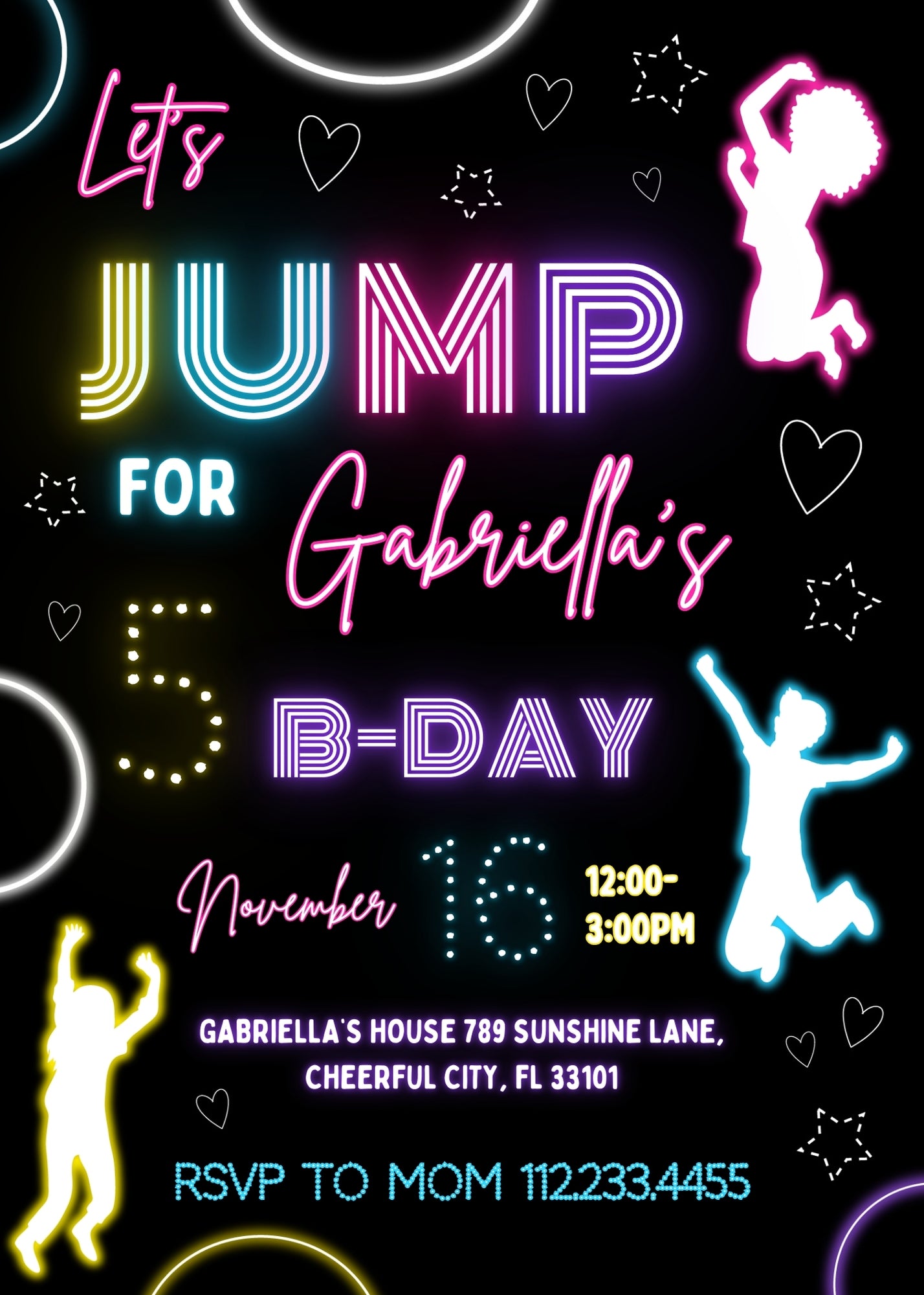 Trampoline Jump Party customizable invitation template | Share or Print | BV038