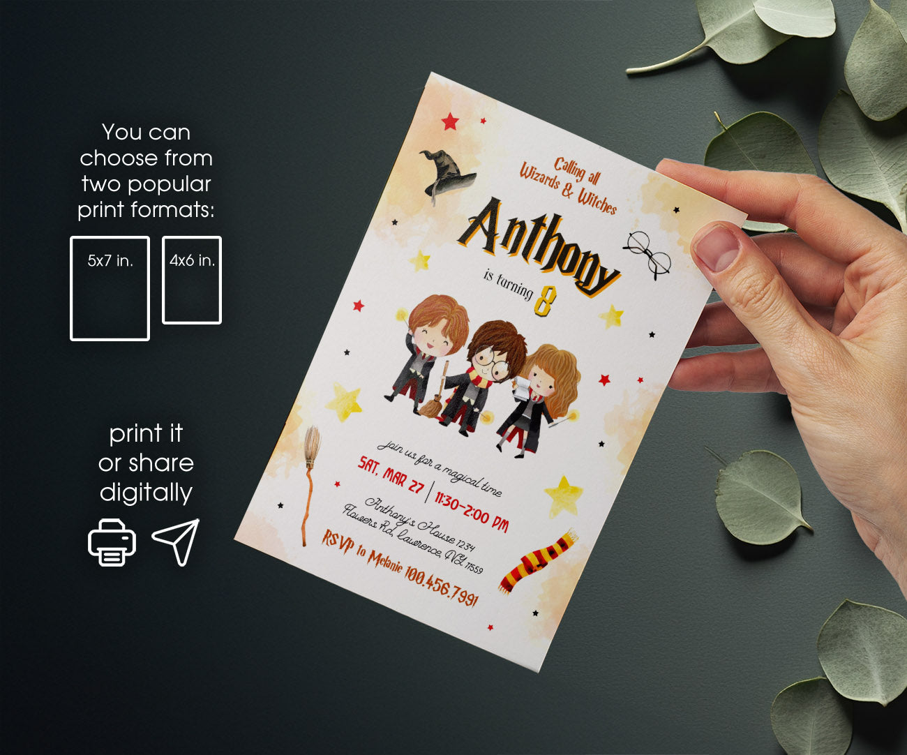 Harry Potter customizable invitation template | Share or Print | BQ754